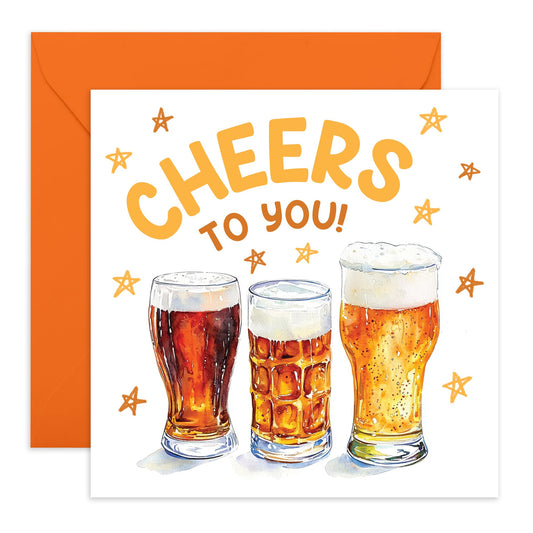 Fun Birthday Card - 'Cheers To You Beer' - Gifts for Best Friend, Colleagues, Co-worker, Office Buddies, Uncle, Dad, Bruv, Bro, Husband, Family - Celebrate - Comes with Fun Stickers