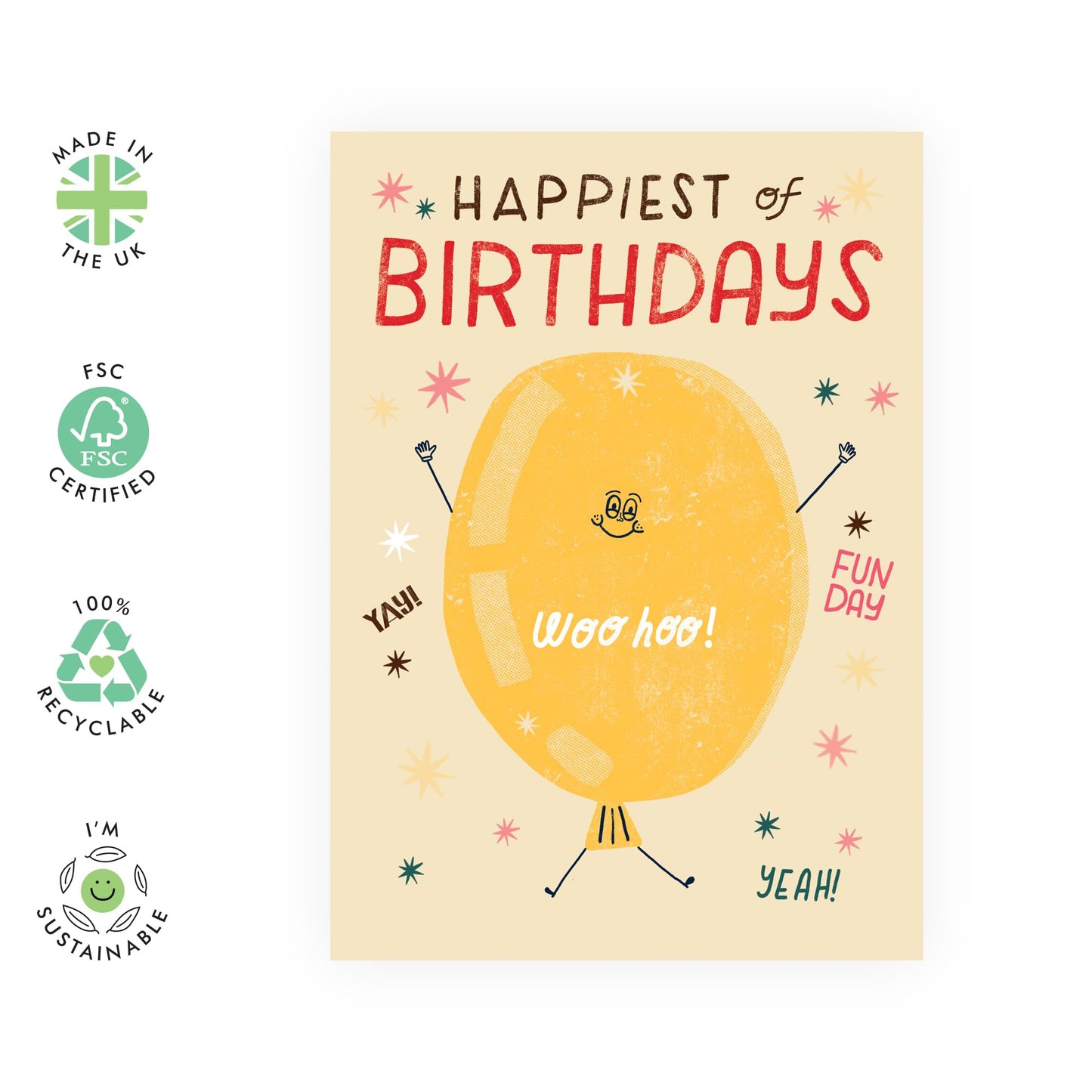 Fun Birthday Card - 'Happiest Birthday Lemon' - Gifts for Him, Her, Brother, Sister, Colleague, Friend - Hooray - Comes with Fun Stickers