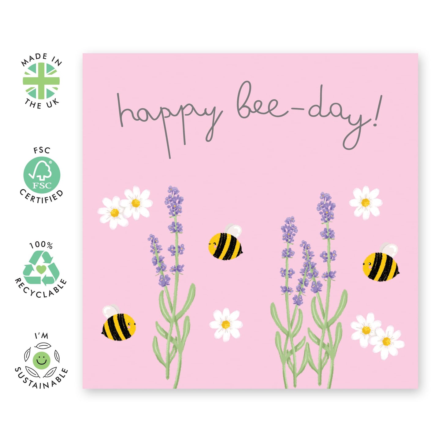 Birthday Card Bees - 'Happy Bee-Day' - Gifts for Friends, Family, Besties, BFF, Bruv, Lads, Buddies,Girlfriends, Mates, Coworkers, Colleagues, Co-workers - Buzz - Comes with Fun Stickers