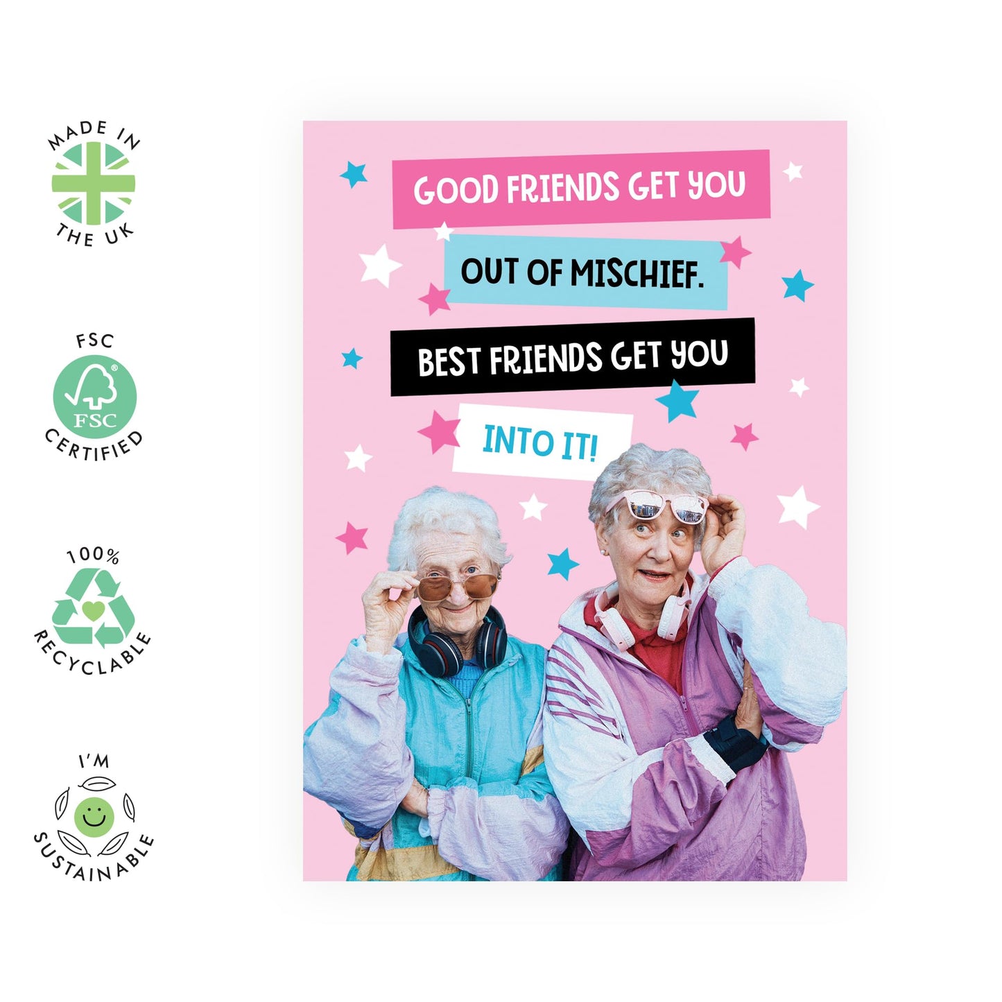 Greeting Card - 'BEST FRIEND MISCHIEF' - Perfect for Celebrating the Fun & Laughter in Your Friendship - Ideal for Adding Humor & Appreciation to Your Special Bond - Comes With Stickers By Central 23