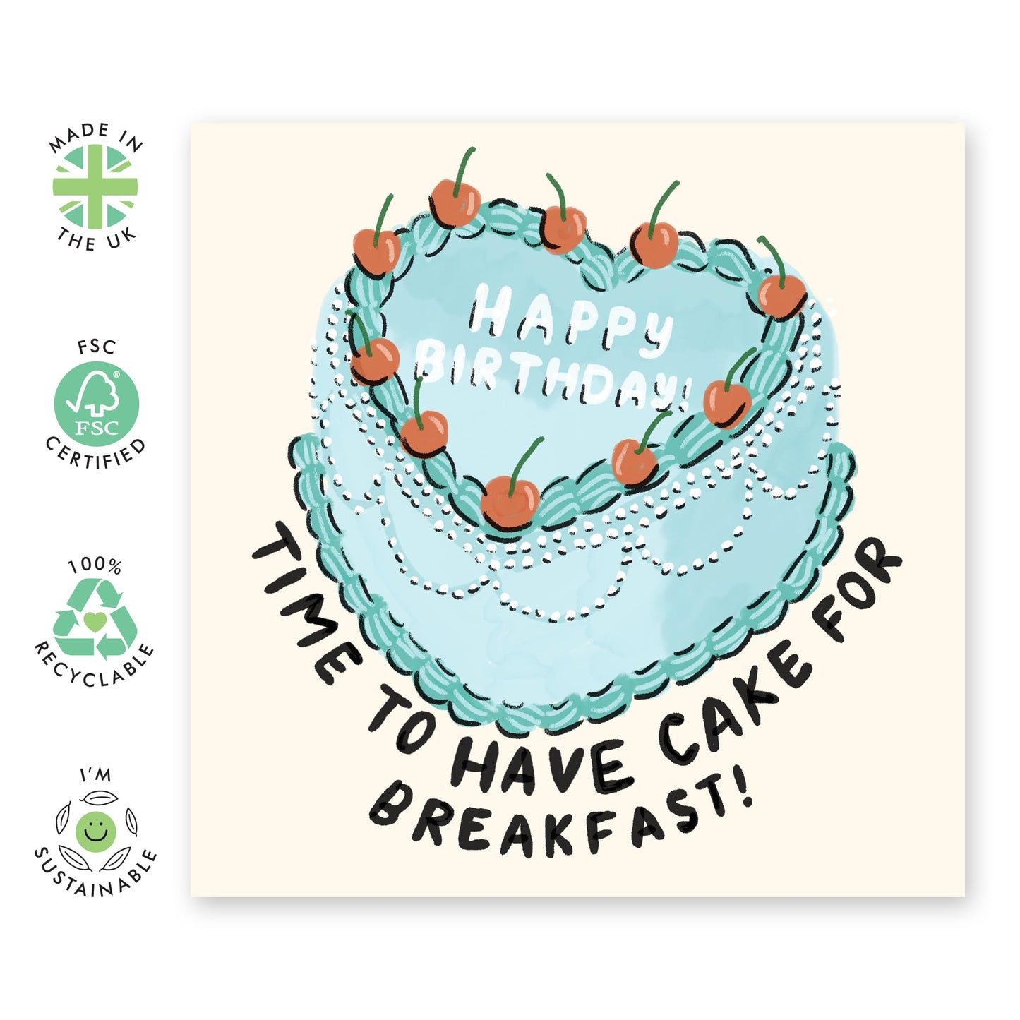 Heart Shape Cake Birthday Card - 'Cake For Breakfast' - Gifts for BFF, Best & Close Friends, Sisters, Sis, Gal , Her, Colleague - Left Over Food - Comes with Fun Stickers