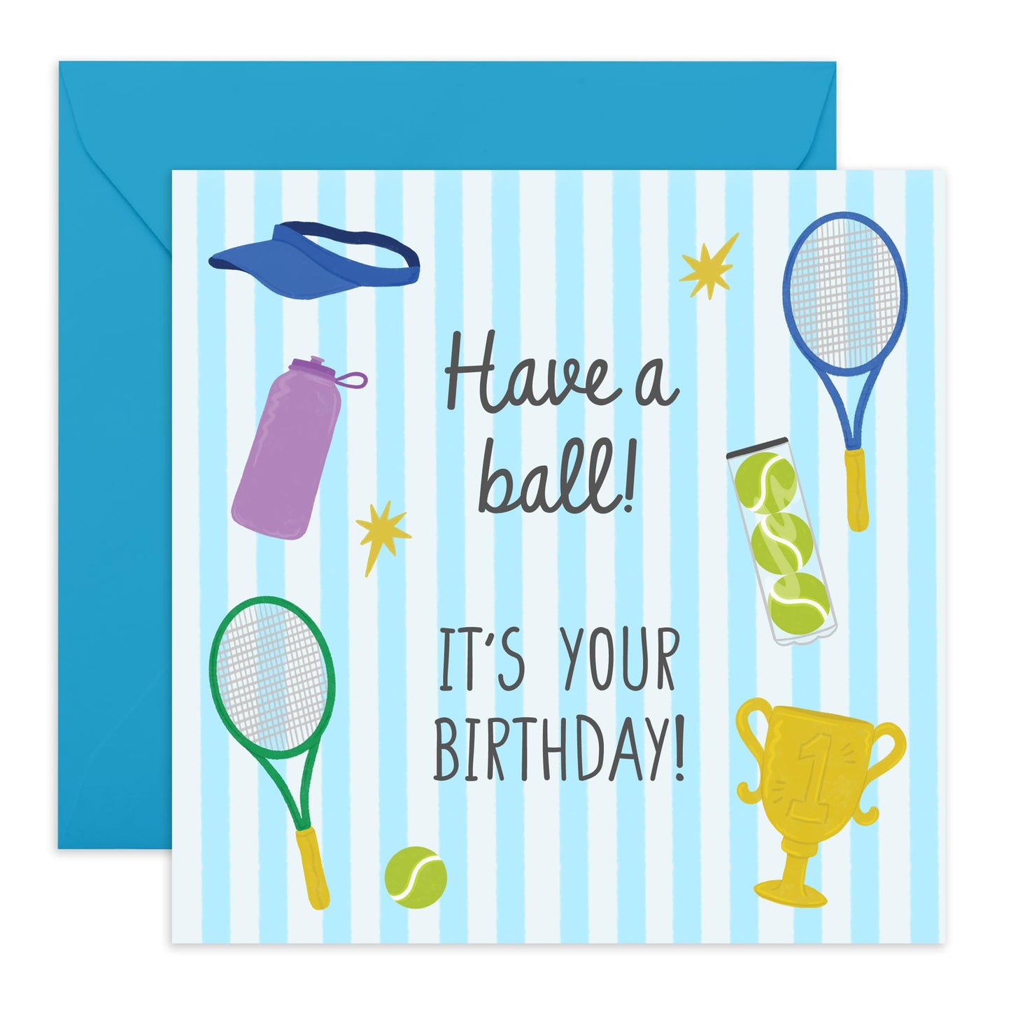 Birthday Card For Boys- 'Have A Ball Tennis Birthday' - Gifts for Gifts for Son, Nephew, Grandson, Cousin, Bruv, Brother, Kids, Children - Athlete - Comes with Fun Stickers