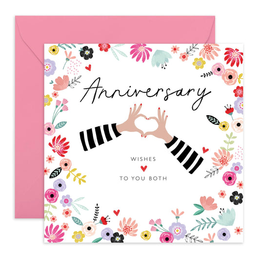 Anniversary Card For Girlfriend Boyfriend - Anniversary Wishes Heart Hands - Wedding Anniversary Card Husband Wife - Greeting Cards For Fiance - Couple - Comes With Fun Stickers By Central 23