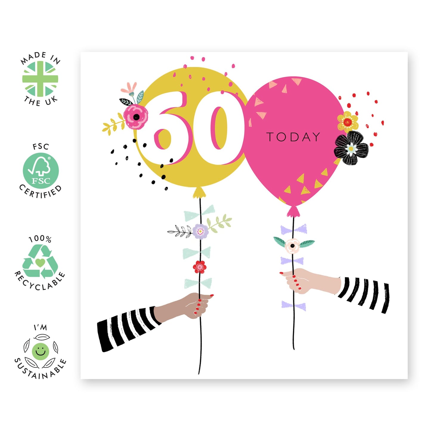 Milestone Cards Age Sixty - 60th Birthday Cards For Women - Bday Balloons - Happy Sixtieth Birthday Card For Her - Heartfelt Gifts For Mum Aunt Nan Sister - Comes With Fun Stickers By Central 23