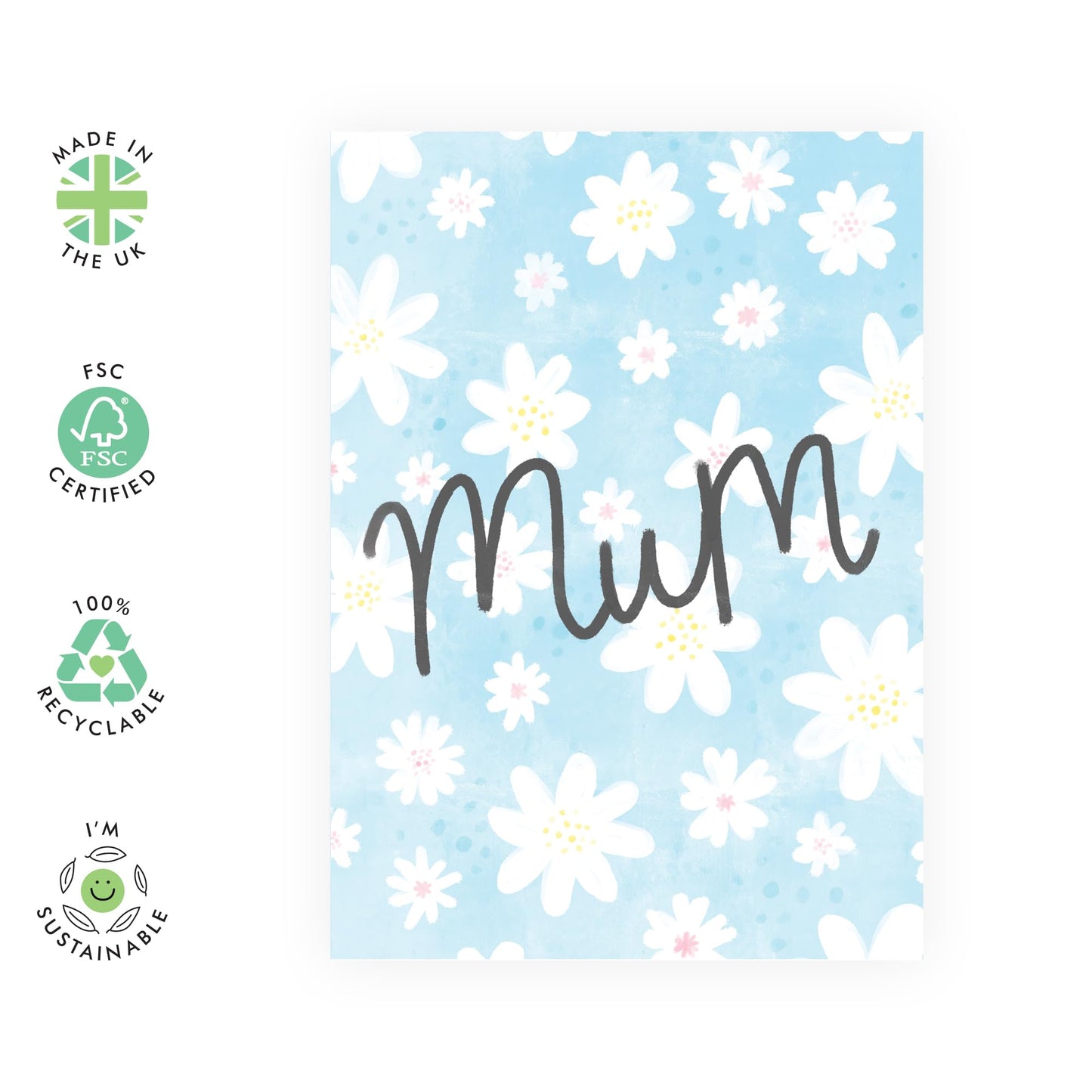 Mum Birthday Card - 'Mum Floral' - Gift for Mother's Day, Mam, Mama, Mummy, Ma, Her, Ladies - A Message Inside from Son Daughter Kids Husband - Thank You Gifts - Comes with Sweet Stickers