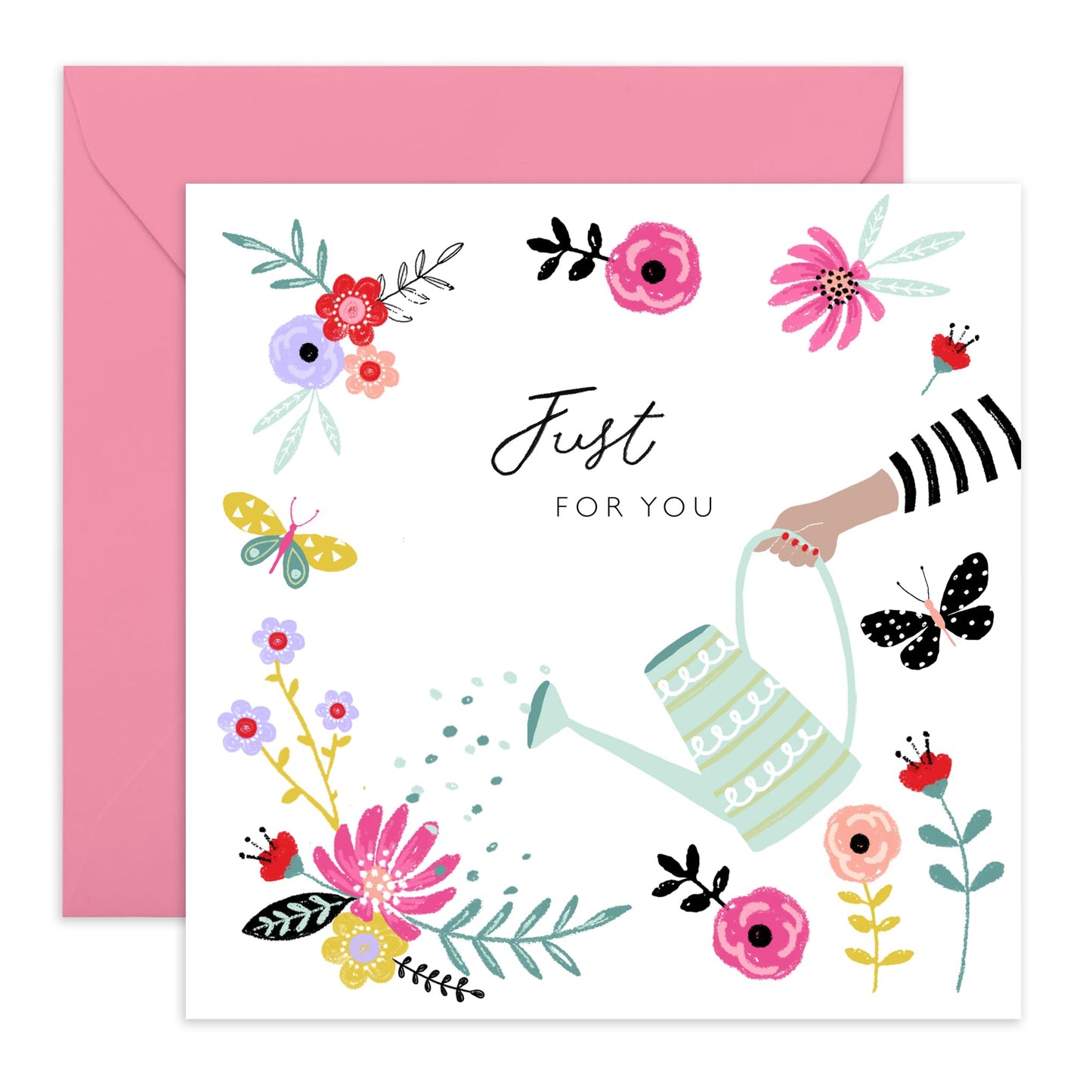 Greeting Cards For Women - Just For You - Blank Card With Envelope - Flowers Butterflies - All Occasion Cards For Sister Mum Nan Aunt - Gifts For Her - Comes With Stickers By Central 23