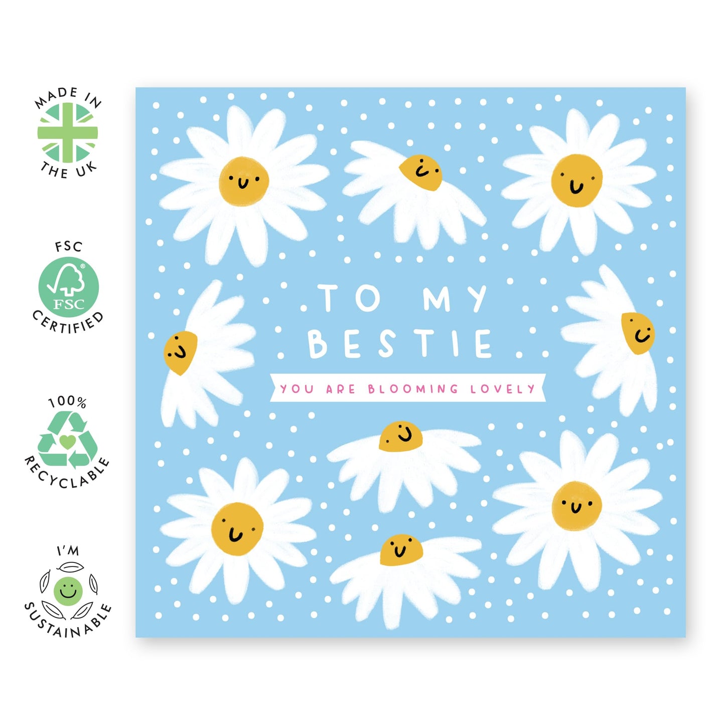 Flowers Birthday Card - 'Bestie Blooming Lovely' - Gifts for Friends, Besties, BFF, Girlfriends, Sister, Sis, Co-workers, Colleagues, Girls, Ladies, Women - Floral - Comes with Fun Stickers