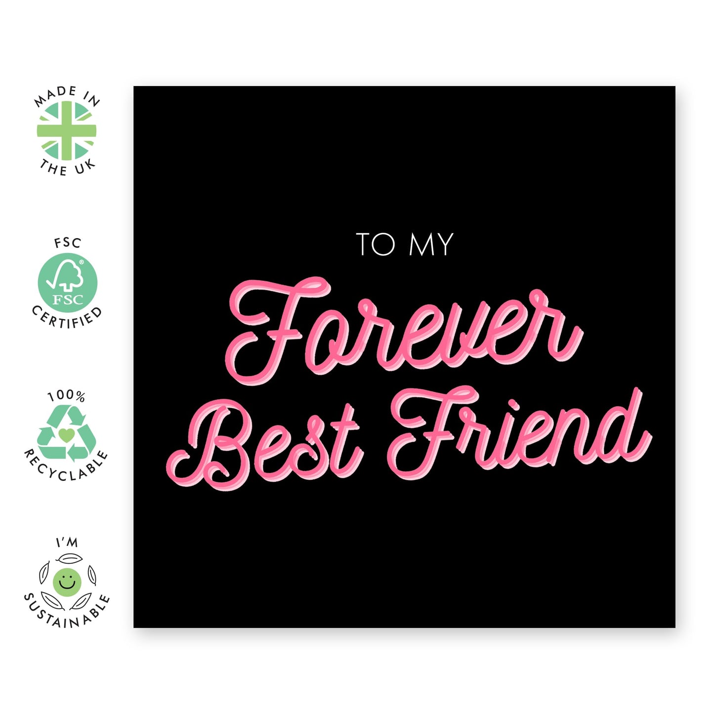 Best Friend Birthday Card - To My Forever Bestfriend - Affirmation Cards For Women - Quirky Greeting Cards And Envelopes For Her - Pink Black Gifts - Comes With Fun Stickers By Central 23