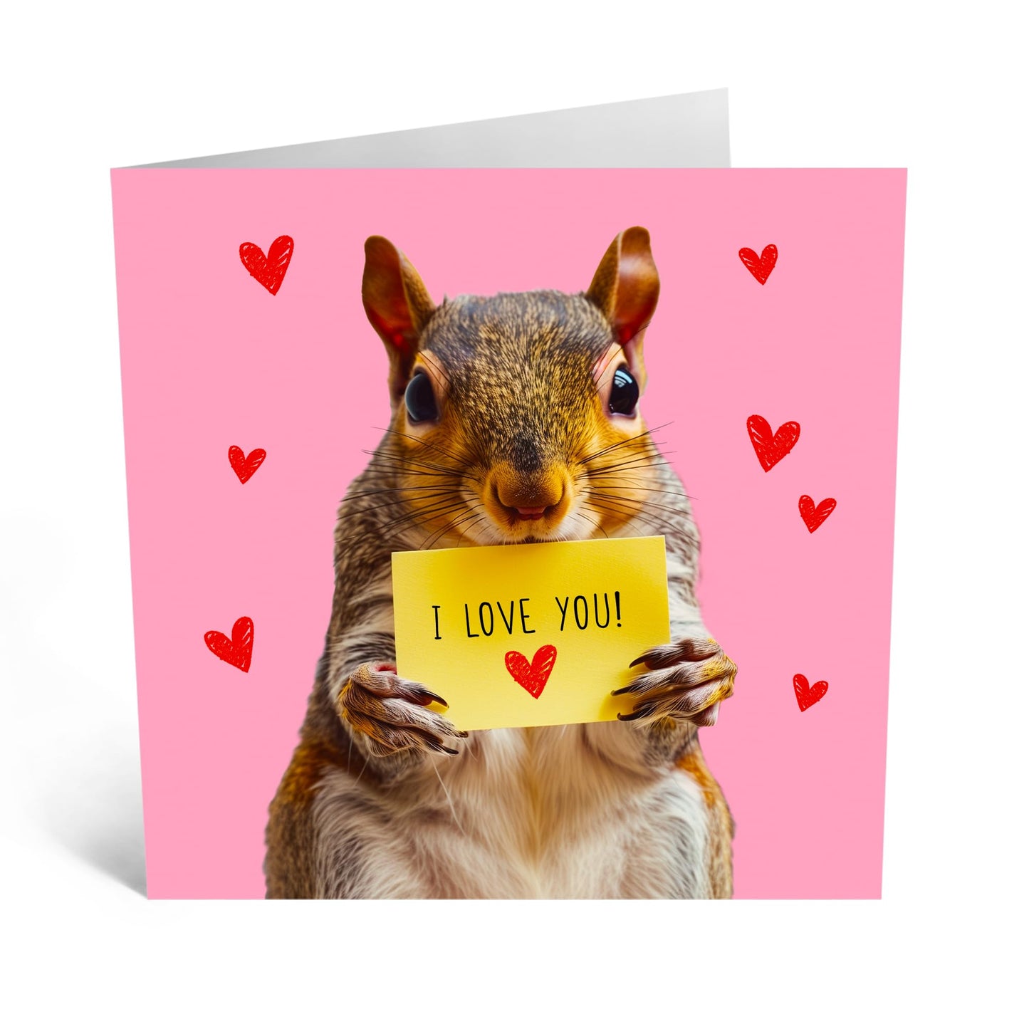 Anniversary Cards For Her - I Love You, Squirrel - Sweet Greetings For Wife Husband Girlfriend Boyfriend - Heartfelt Valentines For Kids Boys Girls Him Women Men - Comes With Cute Stickers