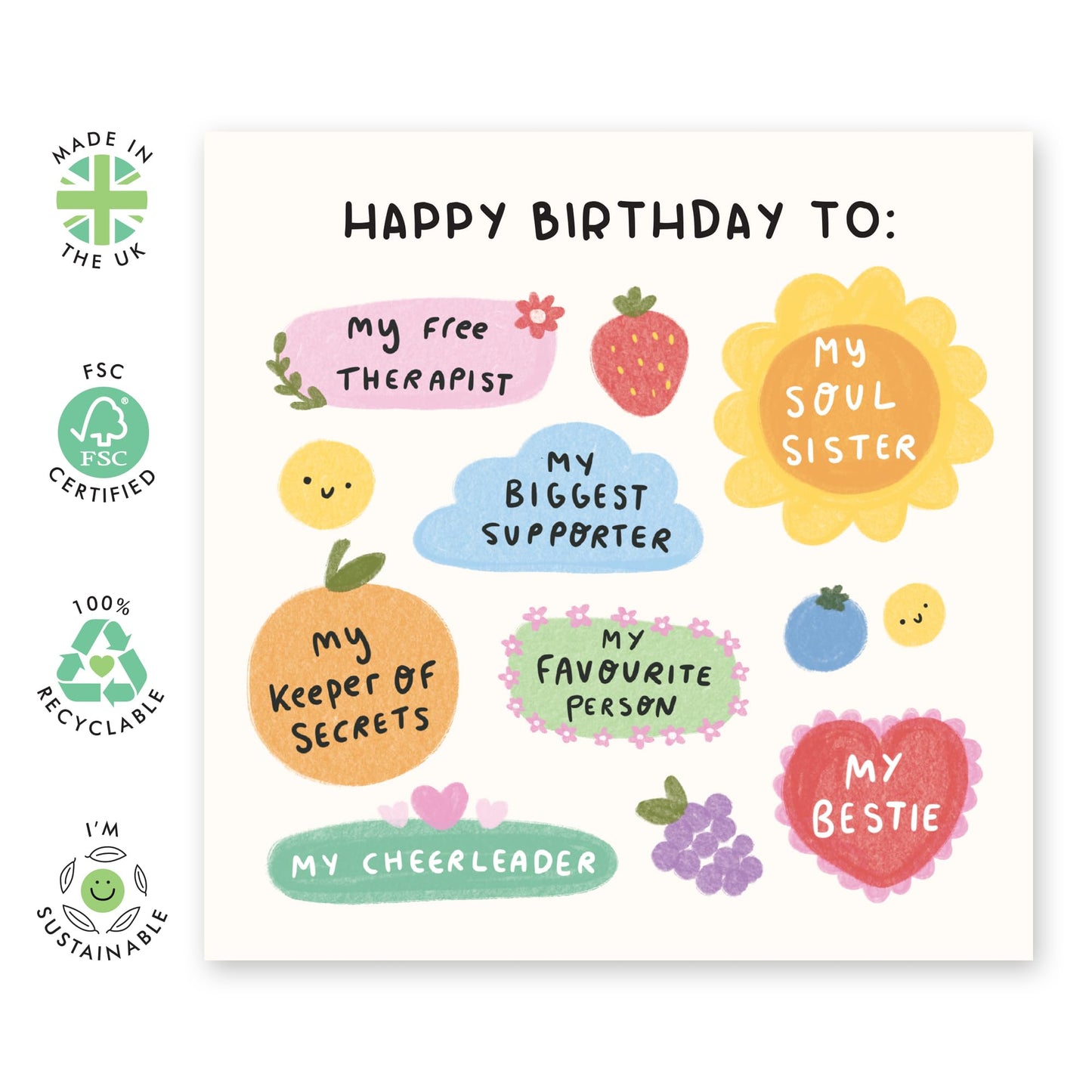 Cute Birthday Card for Girls - 'Birthday Bestie List' - Presents for Best Friend, Girlfriend, Sister, Sis, Her - Girly Design - Comes with Fun Stickers