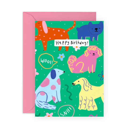 Birthday Card - 'HBD DOG PATTERN' - Perfect for Celebrating Dog Lovers with Style and Fun - Ideal for Him Her BFFs Friends and Family Who Adore Their Pooches - Comes With Stickers By Central 23