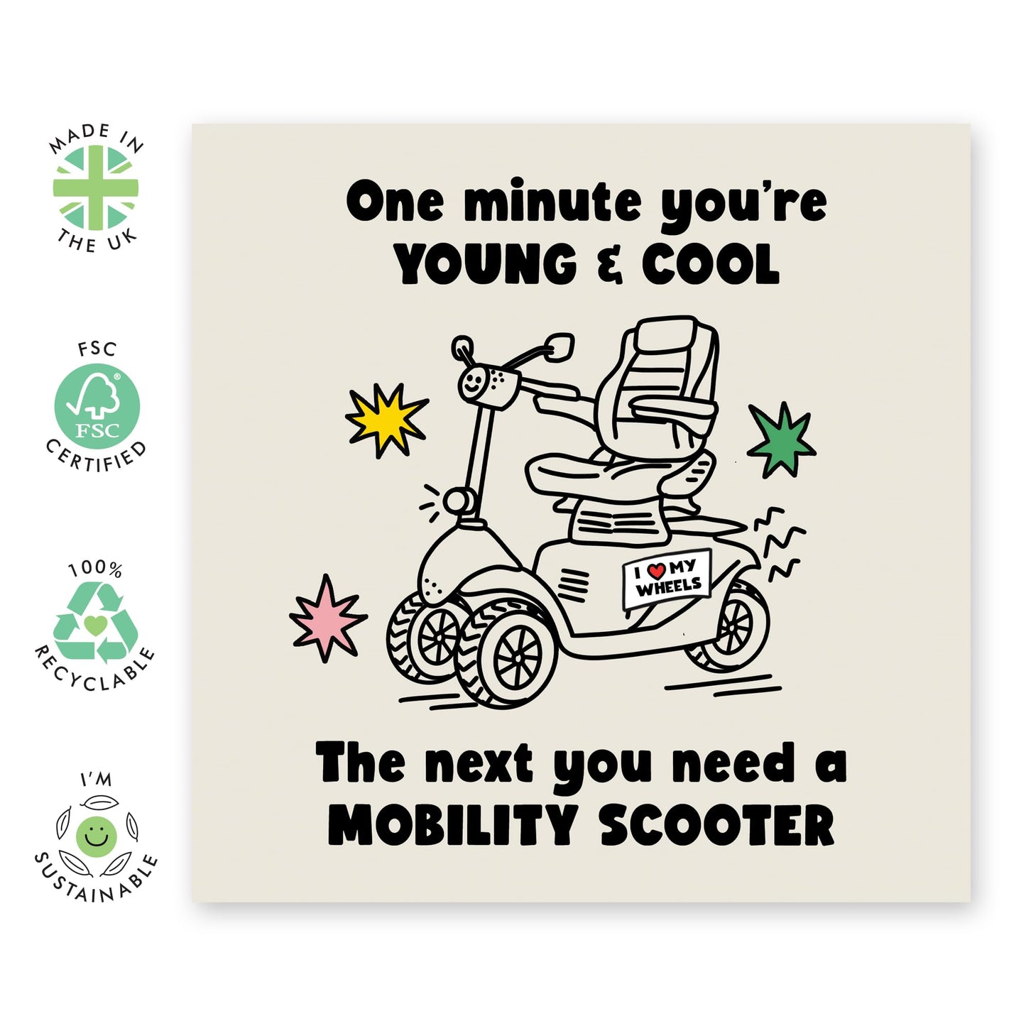 Birthday Cards For Her Him - Mobility Scooter Funny - Husband Wife Birthday Greeting Card - Funny Birthday Cards For Him Her - Gift For Couple - Comes With Stickers By Central 23