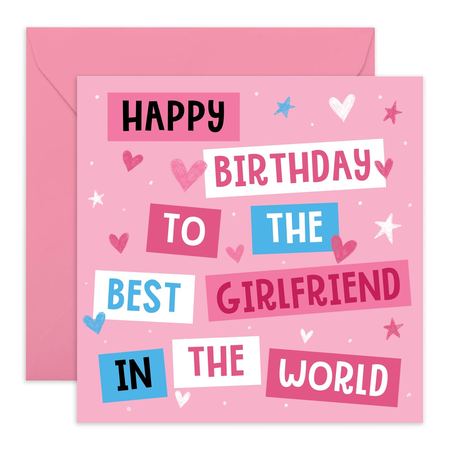 Birthday Card For Girlfriend - To The Best Girlfriend In The World - Cute Birthday Cards For Women Partner Fiancee - Gifts For Her - Comes With Stickers - By Central 23