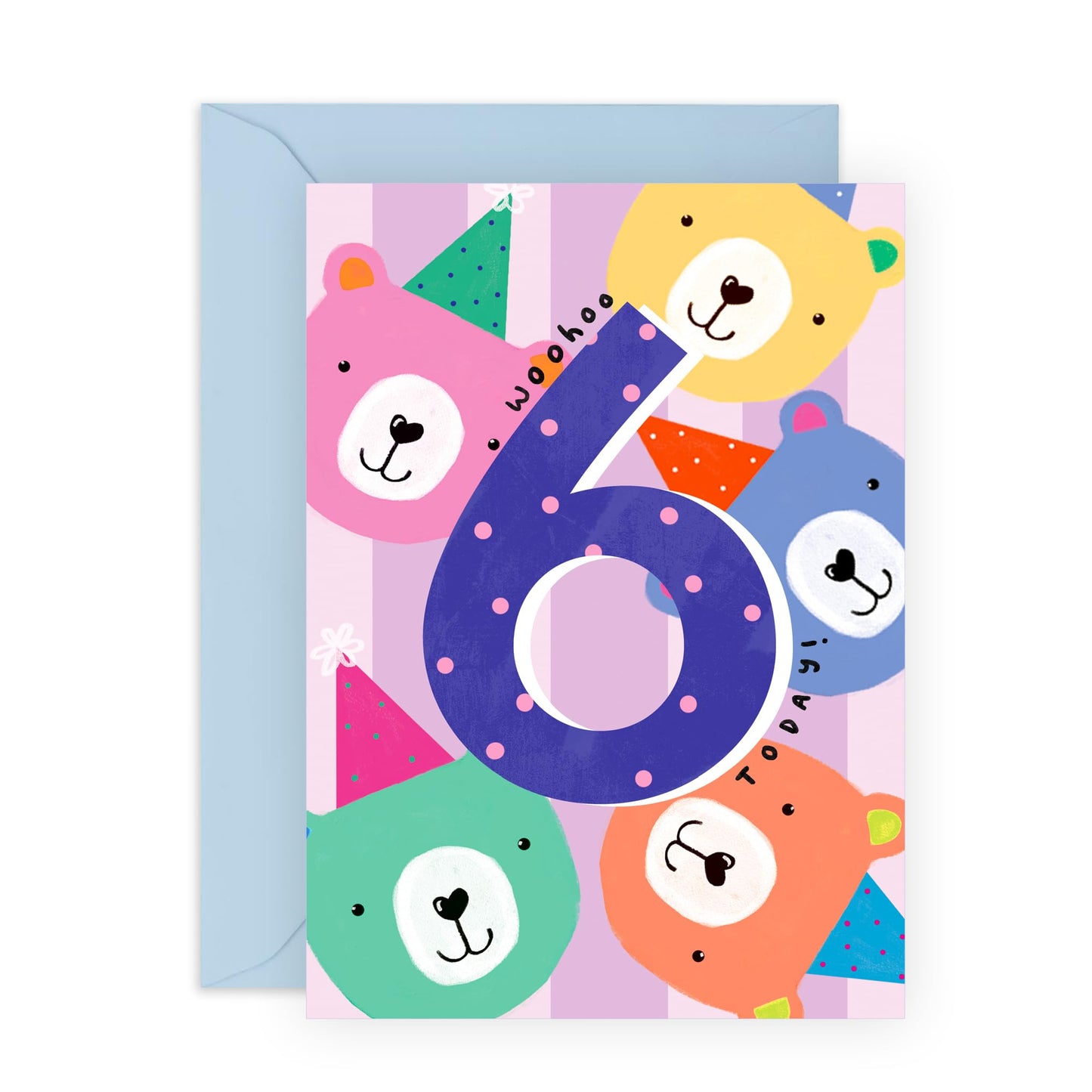 Birthday Card - '6 TODAY TEDDYS' - Perfect for Celebrating a Special 6th Birthday with Fun and Joy - Ideal for Little Ones Who Love Teddy Bears - For Boys and Girls - Comes With Stickers By Central 23