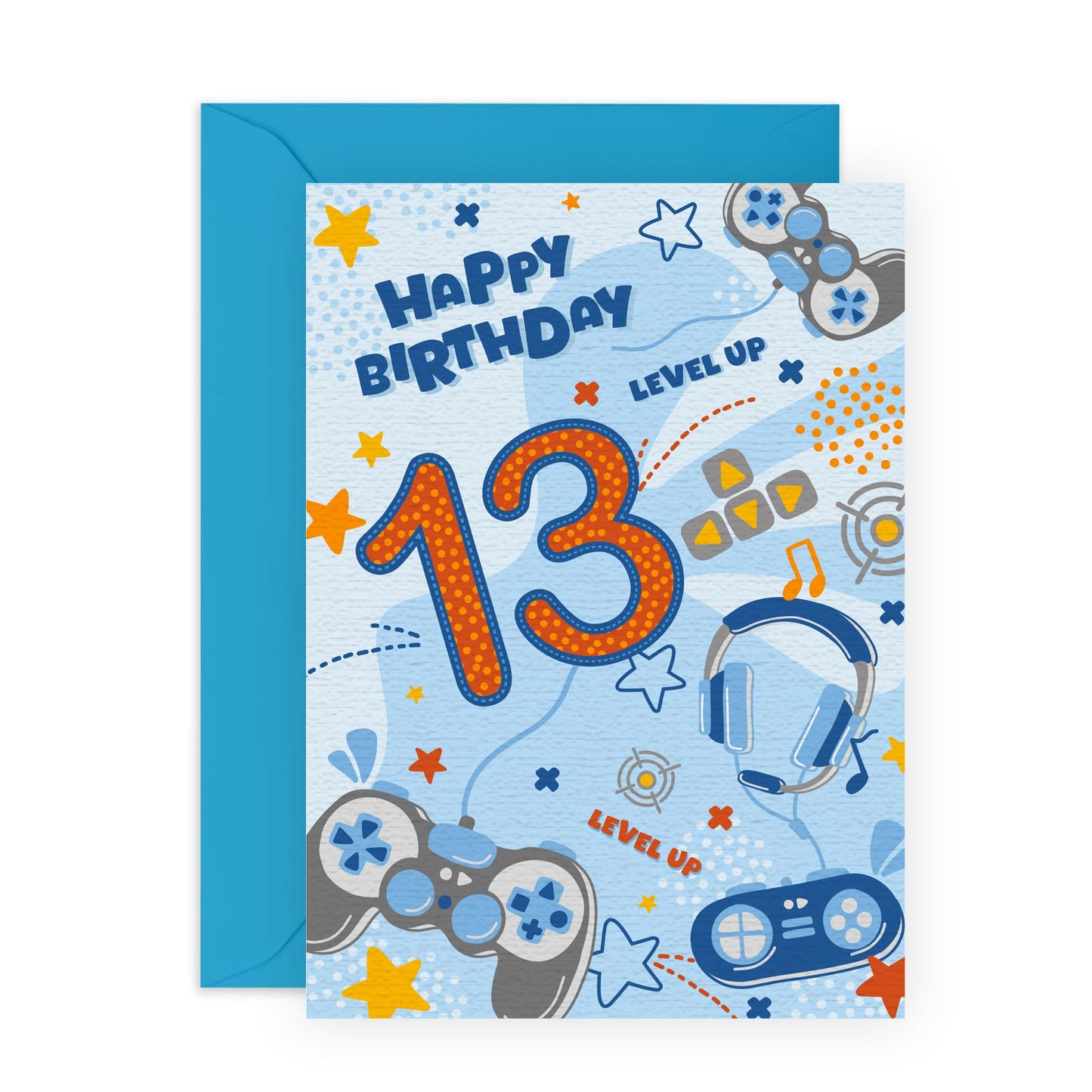 Kids Birthday Card For Gamer Age 13 - Happy 13th Birthday Gifts For Boys - Thirteenth Birthday - Video Games - Gaming Gifts For Teenagers Son Grandson - Comes With Stickers - By Central 23