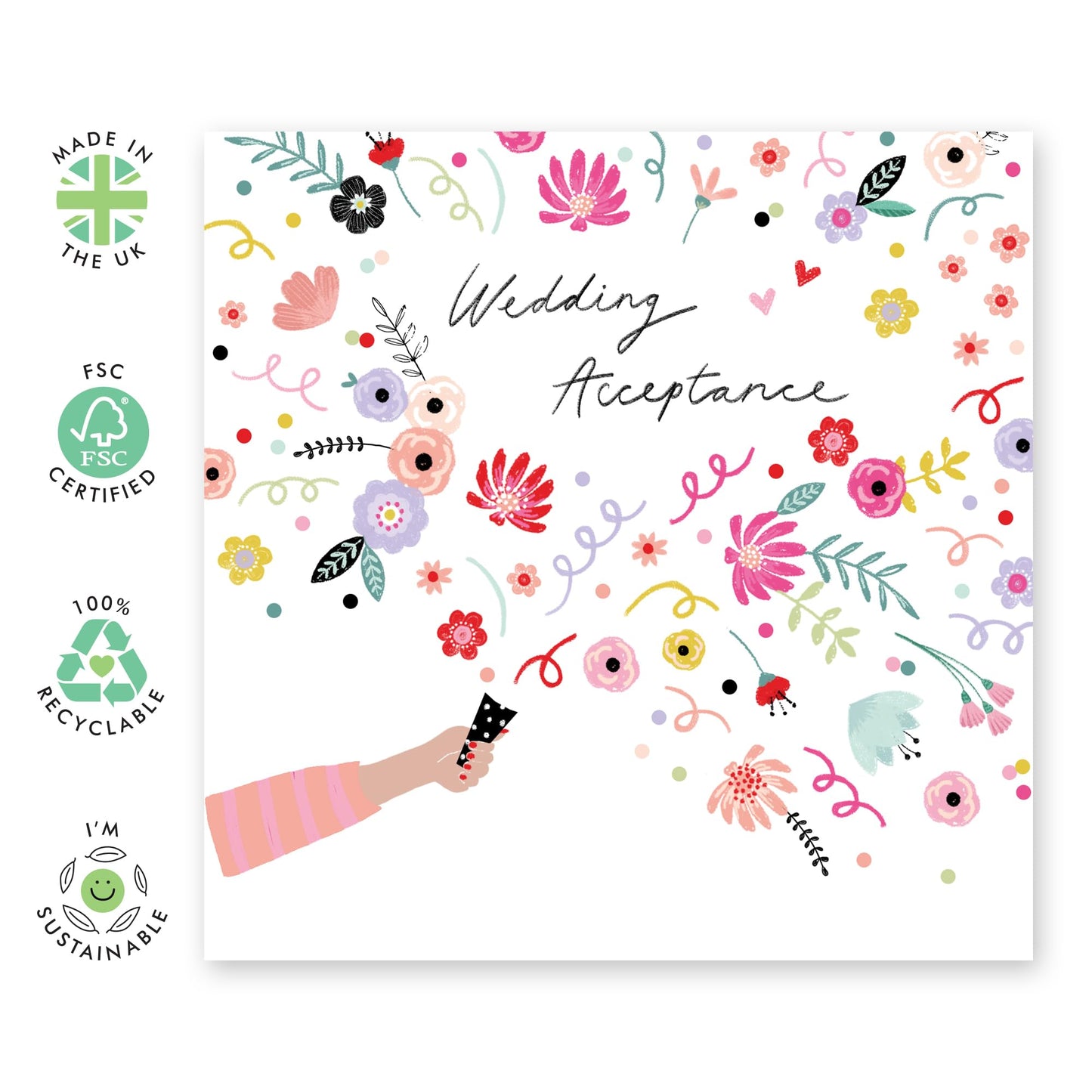Wedding Acceptance Card From Groom Bride - Wedding Acceptance Confetti - Floral Card For Guest - Wedding Invitations For Women Men - Rsvp Reply Card For Friends - Comes With Fun Stickers By Central 23