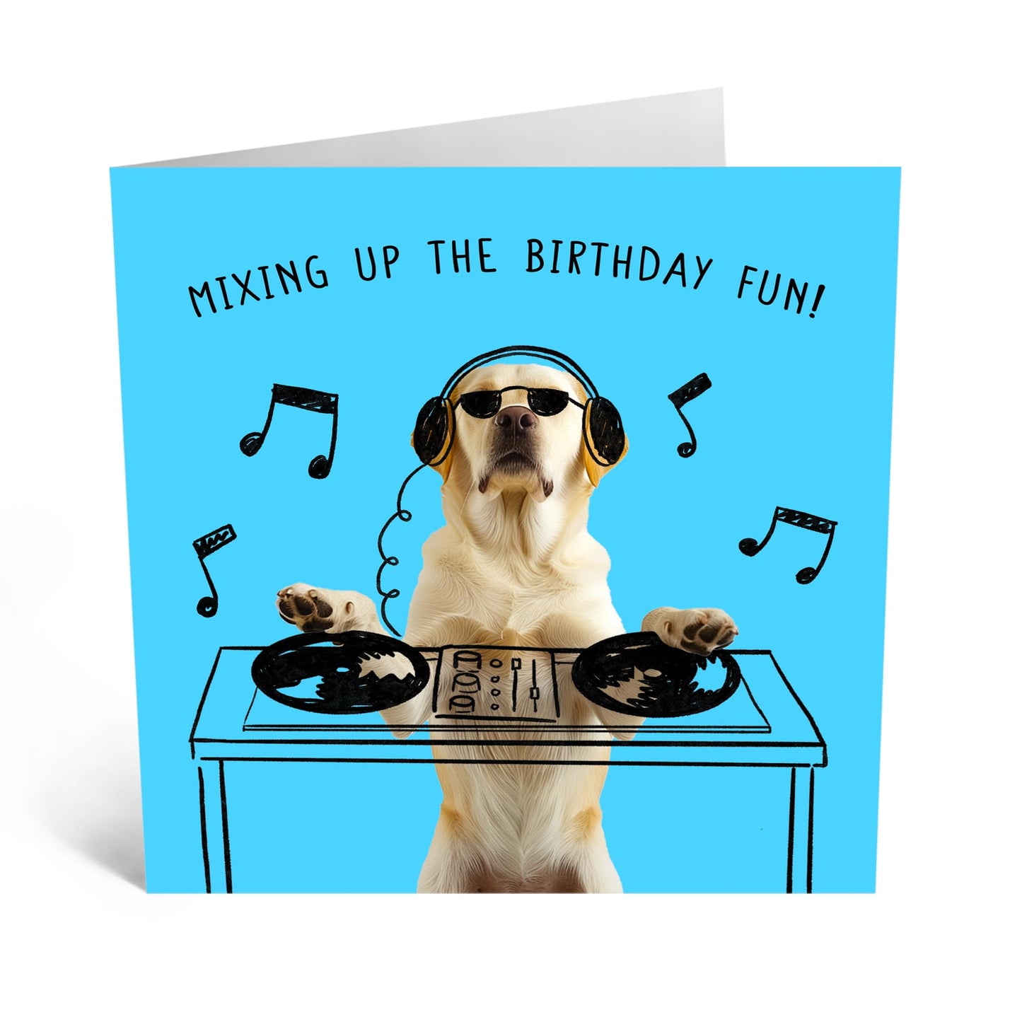 Birthday Card - 'DJ DOG BIRTHDAY FUN' - Perfect for Celebrating with a Musical Twist & Canine Charm - Ideal for Adding a Groovy & Playful Touch to Their Special Day - Comes With Stickers By Central 23