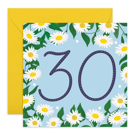 30th Birthday Card For Women - Daisy Chain 30 - Wife - Mum - Sister - Sweet Birthday Card - Happy Thirtieth Birthday Greeting Card Female Friends - Comes With Fun Stickers - By Central 23