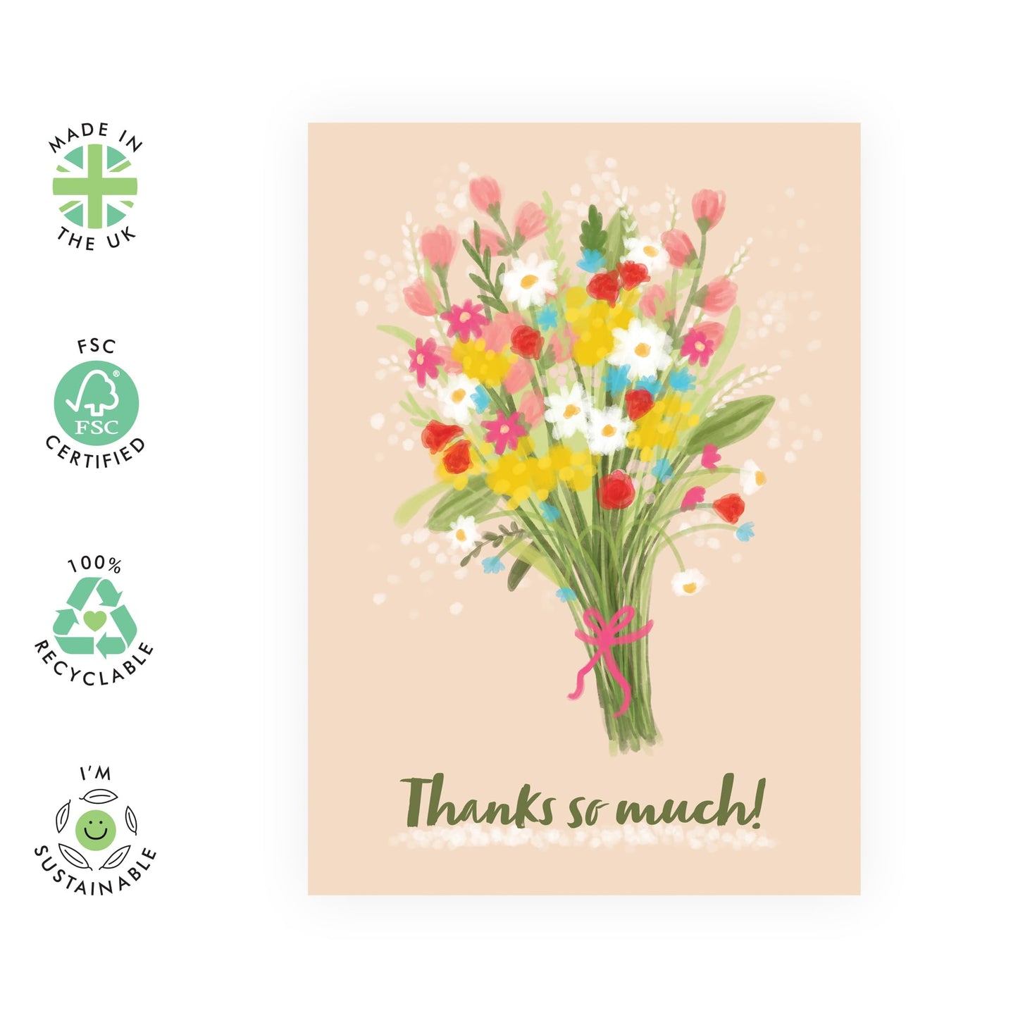 Thank You Greeting Card - 'Thanks So Much Flowers' - Gift for Besties, Best Friends, Colleagues, Coworkers, BFF, Cousin, Coworkers, Sis, Family - Appreciation - Comes with Fun Stickers