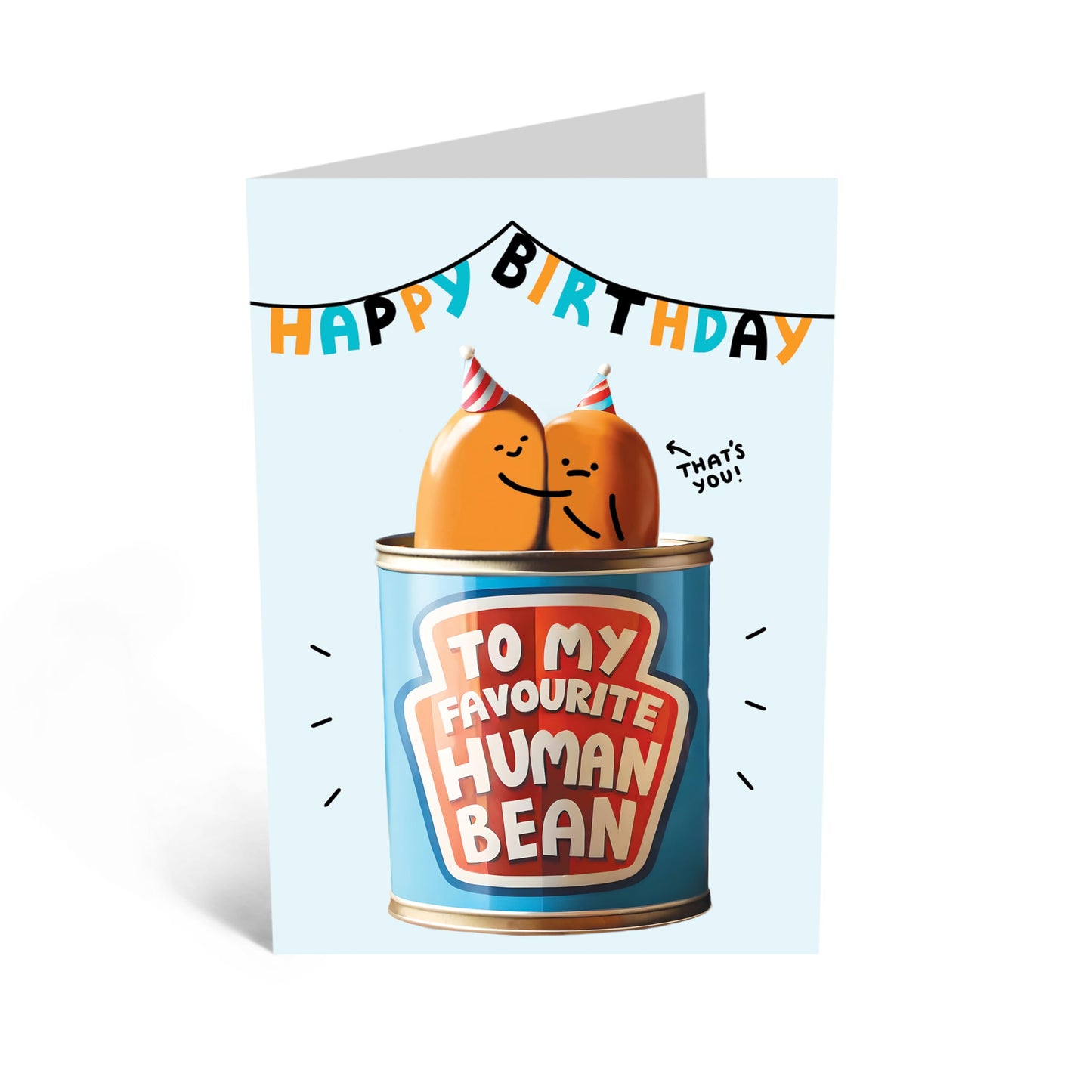 Birthday Card - 'FAVOURITE HUMAN BEAN' - Perfect for Celebrating Someone Special with a Touch of Affection and Fun - Ideal for Birthdays and Adding a Personal Touch - Comes with Stickers by Central 23