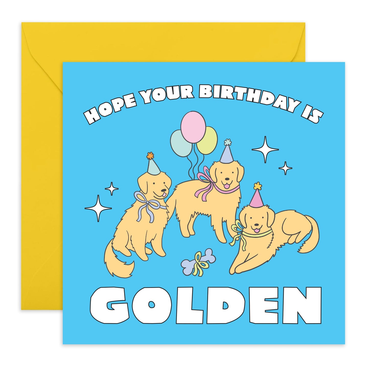 Birthday Card for Dog Lovers – "Golden" – Gifts for Mum, Dad, Friends, Brother, Sister, Uncle, Aunties, Animal and Pet Owners - Golden Retriever Dogs Party - Comes with Fun Stickers