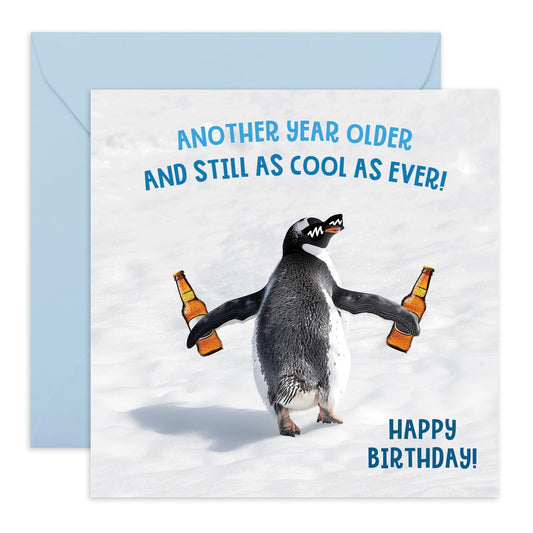 Birthday Greeting Card - 'COOL AS EVER, PENGUIN!' - Perfect for Celebrating with a Fun and Whimsical Touch - Ideal for Friends Family BFFs Pals Animal Lovers - Comes With Stickers By Central 23
