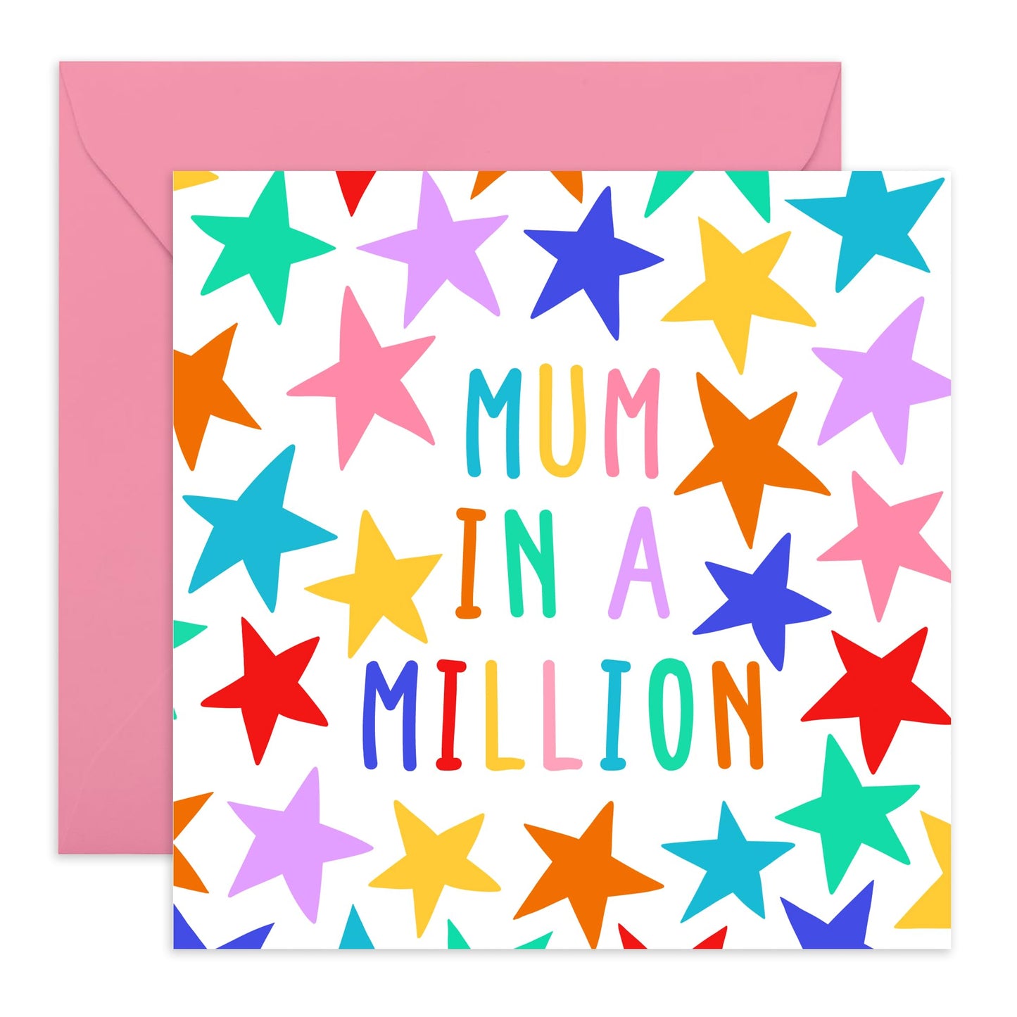 Mum Birthday Cards - Mum In A Million - Rainbow Stars - Mother's Day Card Valentine's Day Appreciation Card For Her - Heartfelt Thank You Card Just Because - Comes With Stickers - By Central 23
