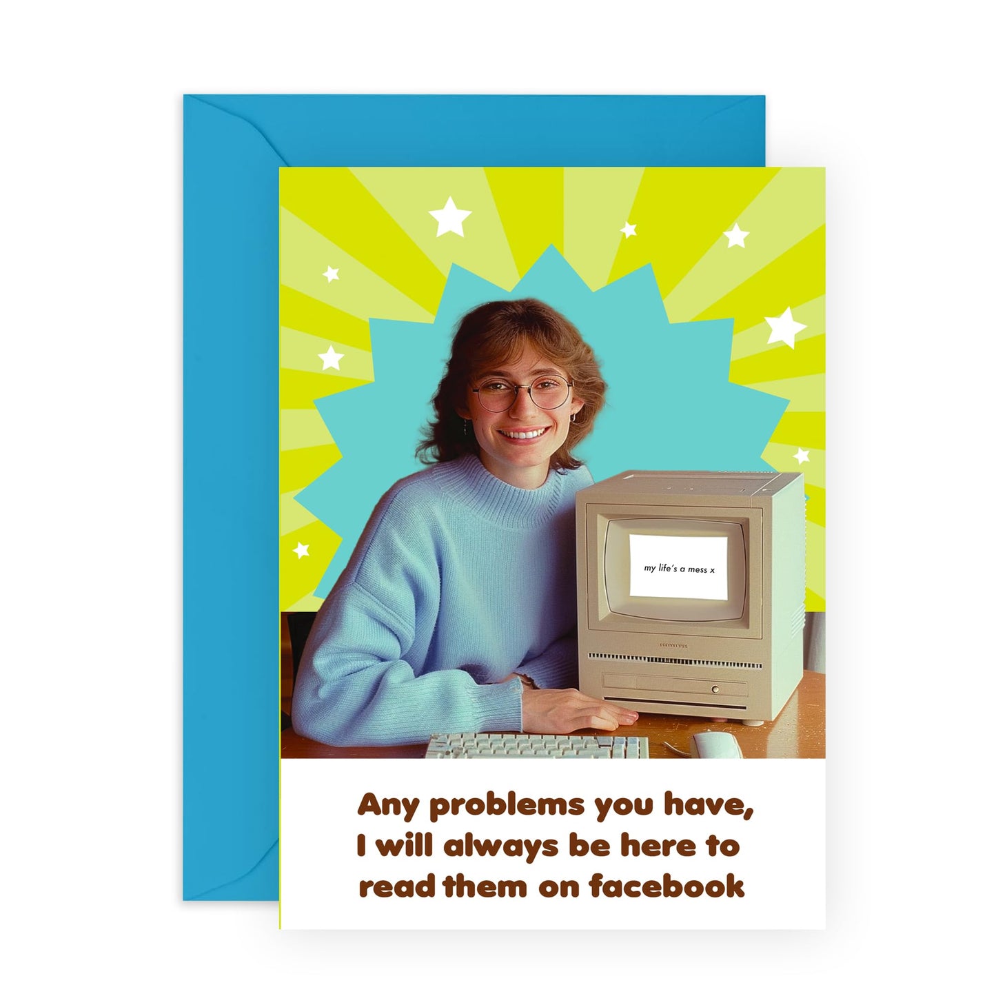 Funny Greeting Card - 'Reading Problems' - Laughs for Family, Mum, Mummy, Sister, Friends, Bestie Work mates, Colleagues, Women, Her - Jokes for Birthdays, Mothers Day - Comes with Fun Stickers