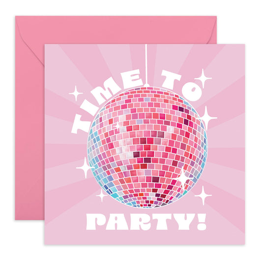 Best Friend Birthday Card - Time To Party - Party Celebration Gifts For Her - Greeting Cards For Women Sister Aunt Mum - Birthday Card Retro - Comes With Fun Stickers By Central 23