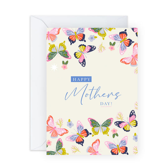 Butterflies Mother’s Day Card – Beautiful Butterfly & Floral Greeting - Gifts for Mum, Mummy, Mama, Ma, Mam, Wife, Grandma, Nan, In Law, Women from Son Daughter- Lovely and Cute -Comes with Stickers