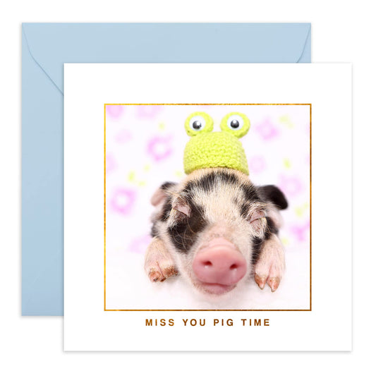 I Miss You Cards Funny - Miss You Pig Time - You Are Loved Cards For Girlfriend Boyfriend - Bestfriend Card Anniversary Card - Comes With Cute Stickers - By Central 23
