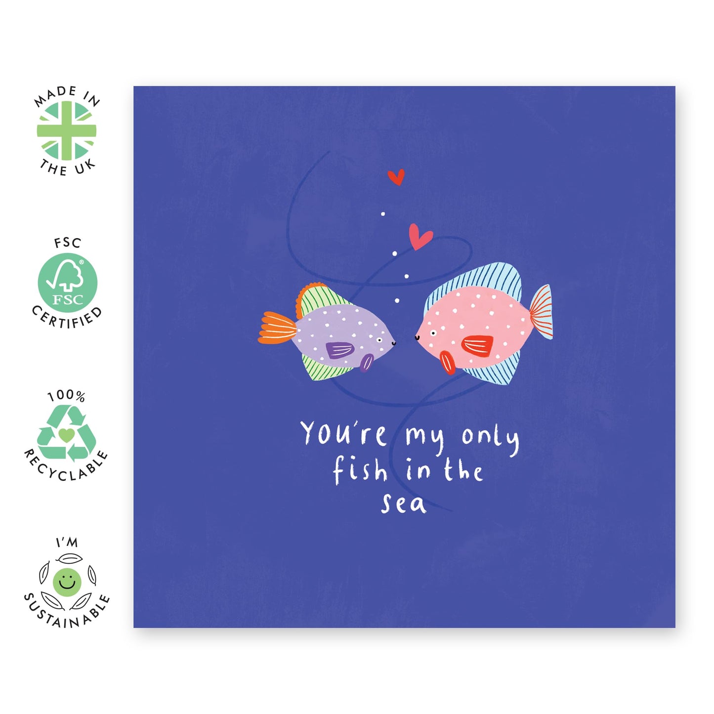 Sweet and Thoughtful Love Card - Only Fish in the Sea - Cute Anniversary or Valentines Day Card for Boyfriend, Girlfriend, Husband, Wife, Spouse, Partner, Couple, Hun - Comes with Fun Stickers