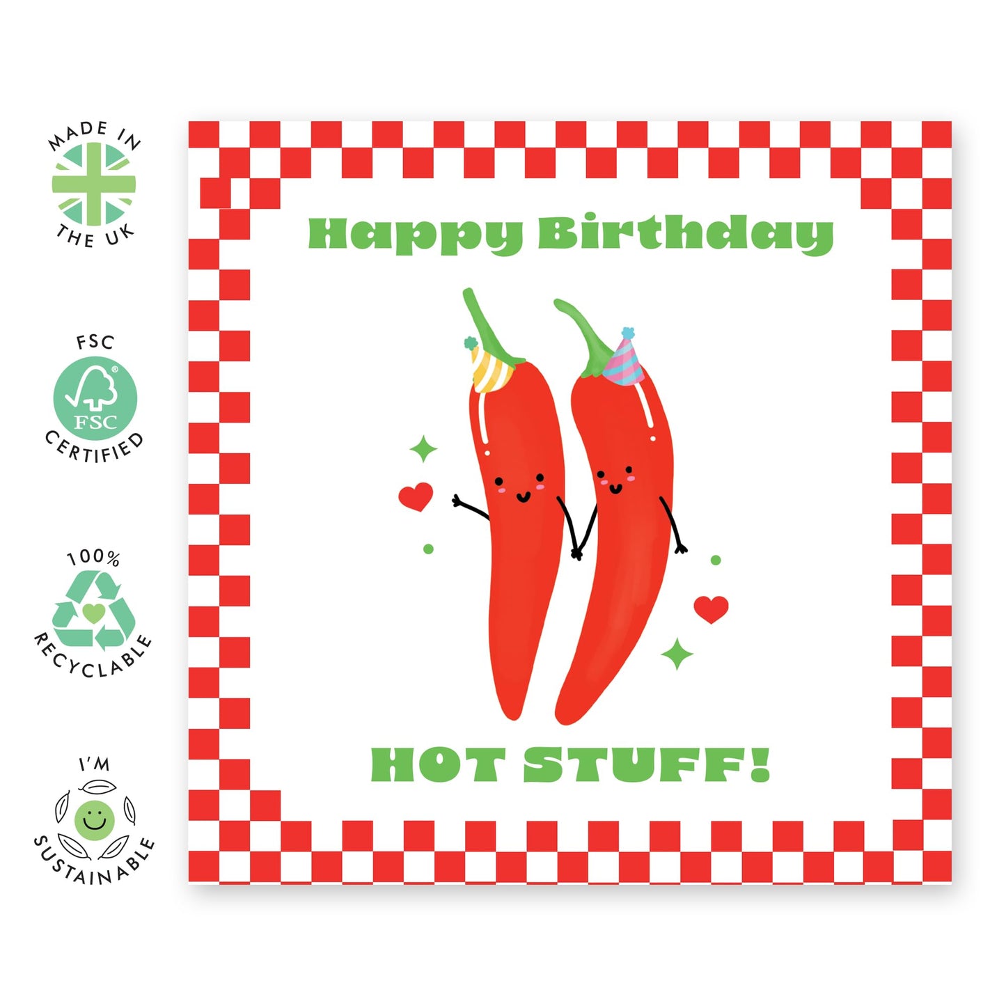 Funny Birthday Cards For Men Women - Happy Birthday Hot Stuff! - Chilli Food Pun Jokes - Hilarious Birthday Cards For Girlfriend Boyfriend Partner - Gifts For Him Her Comes With Stickers By Central 23