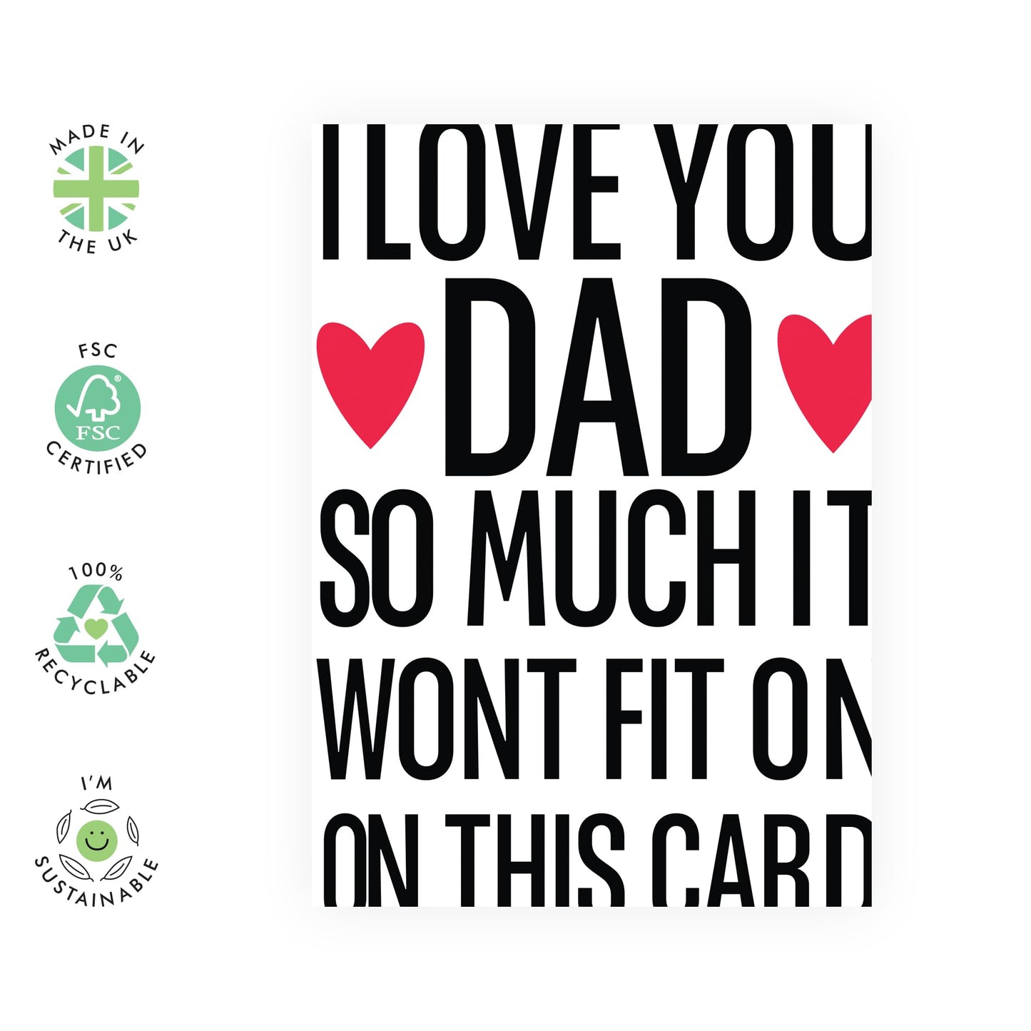 Dad Birthday Card From Daughter Son - Dad I Love You So Much - Funny Father's Day Card - Love Cards For Him - Thank You Gifts For Men Daddy Papa Fathers - Comes With Fun Stickers By Central 23