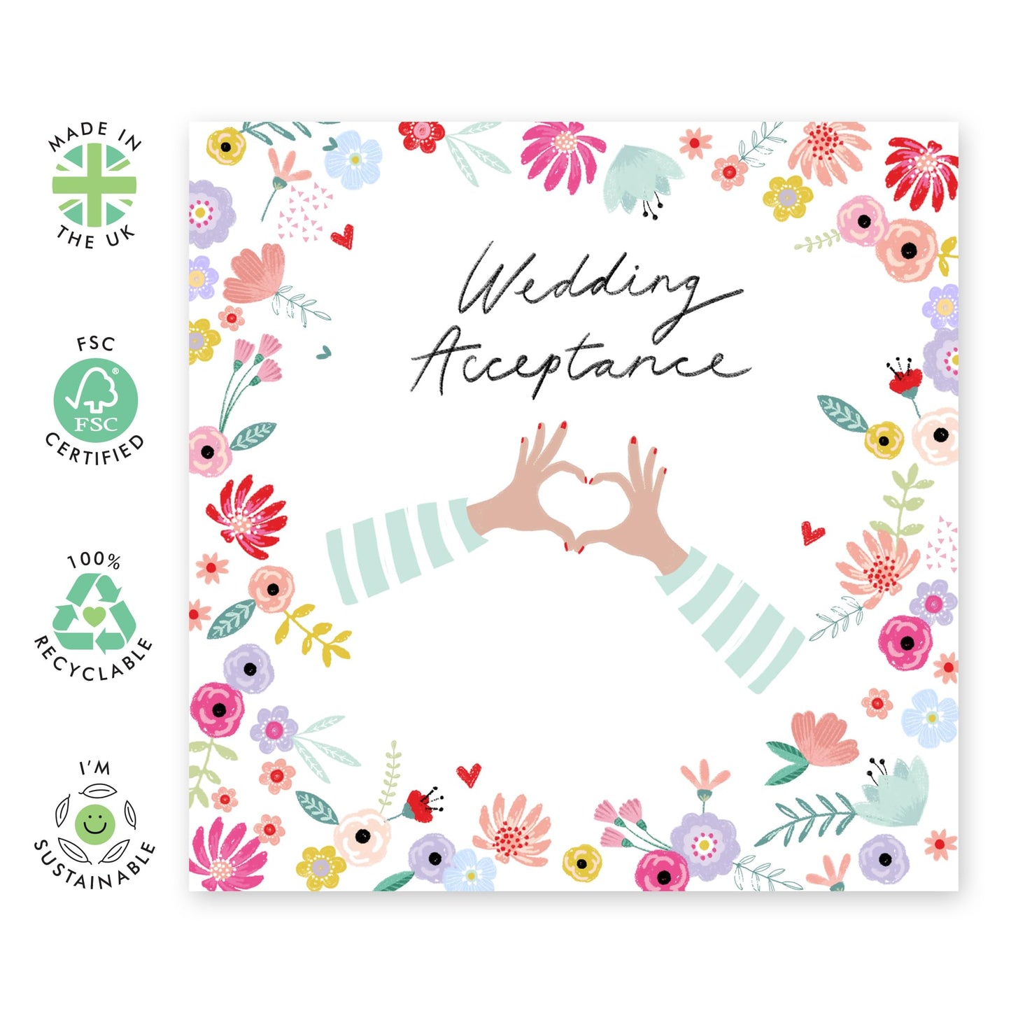 Wedding Acceptance Card From Groom Bride - Wedding Acceptance Hand Heart - Rsvp Reply Card For Bridesmaid Groomsman Guests - Wedding Invitations For Entourage - Comes With Fun Stickers By Central 23