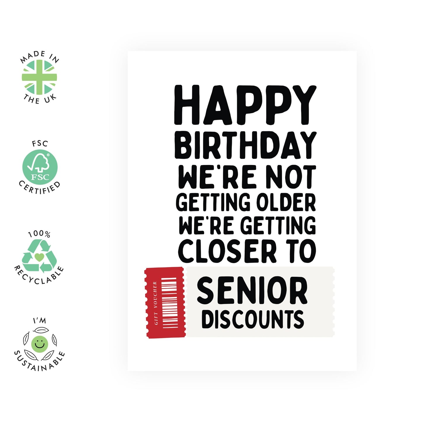 Husband Birthday Cards - Getting Closer To Senior Discounts - Cheeky Greeting Cards For Wife - Friends Birthday Card - Sister Brother Birthday Cards - Comes With Stickers - By Central 23