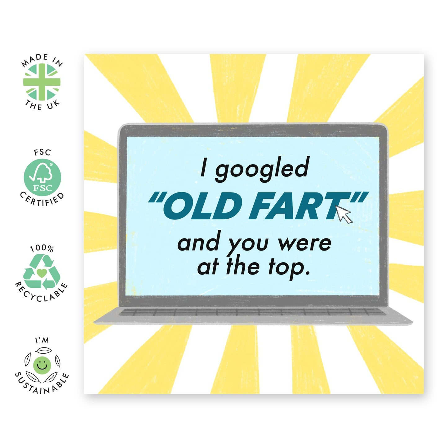 Birthday Card For Him Her - Googled Old Fart And You Were At The Top - Rude Birthday Cards For Men Women - Gifts For Mum Or Dad - Best Friend - From Friend Bff - Comes With Stickers By Central 23