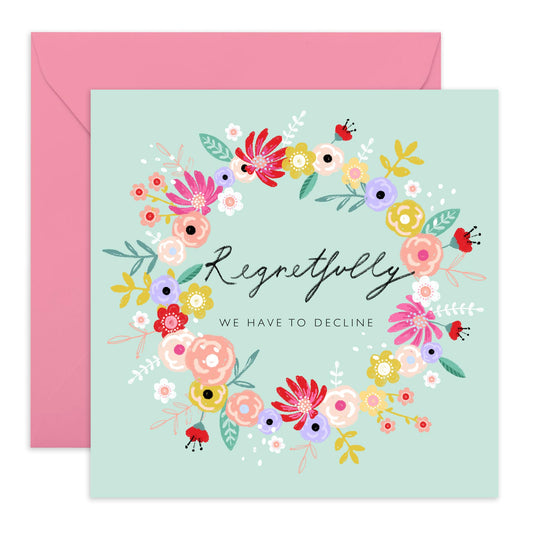 Wedding Declined Rsvp Card From Guest - Regretfully We Have To Decline - Wedding Regret Card From Guest - Wedding Invitations From Groom Bride - Comes With Fun Stickers By Central 23