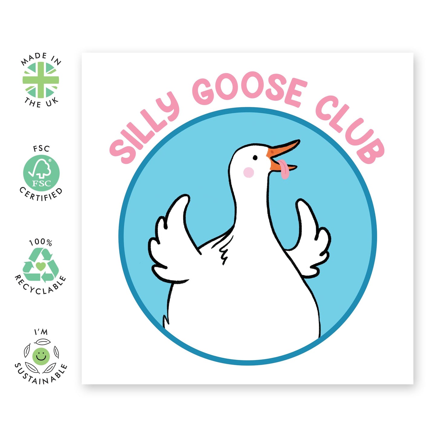 Quirky Greeting Card - 'SILLY GOOSE CLUB' - Perfect for Celebrating Fun and Laughter with a Dash of Quirkiness - Ideal for Adding a Playful Touch to Any Occasion - Comes With Stickers By Central 23