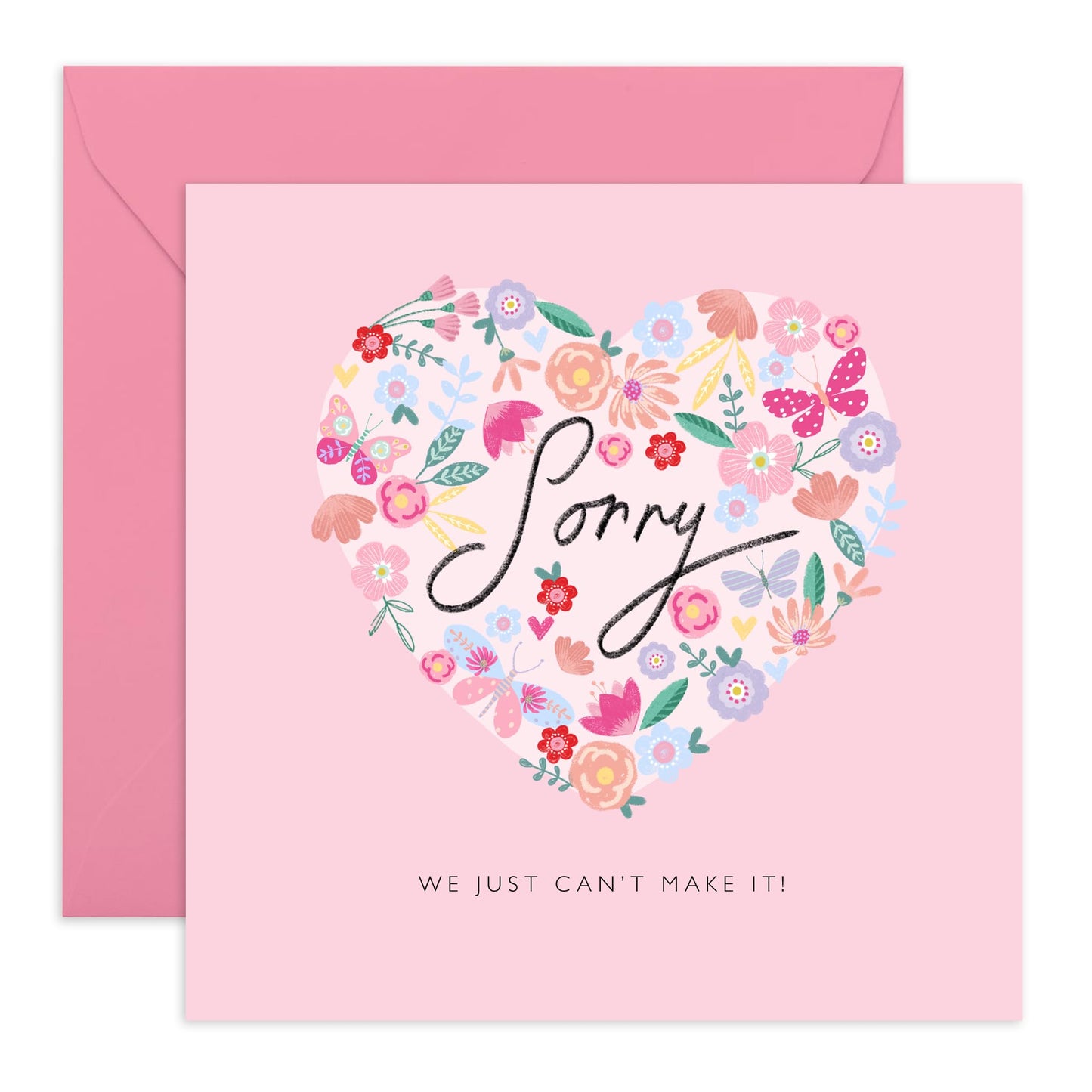 Wedding Invitation Declined Card - Sorry We Can't Make It Heart - Rsvp Reply Card Entourage - Wedding Invitations Groom Bride - Wedding Regret Card From Guest - Comes With Fun Stickers By Central 23
