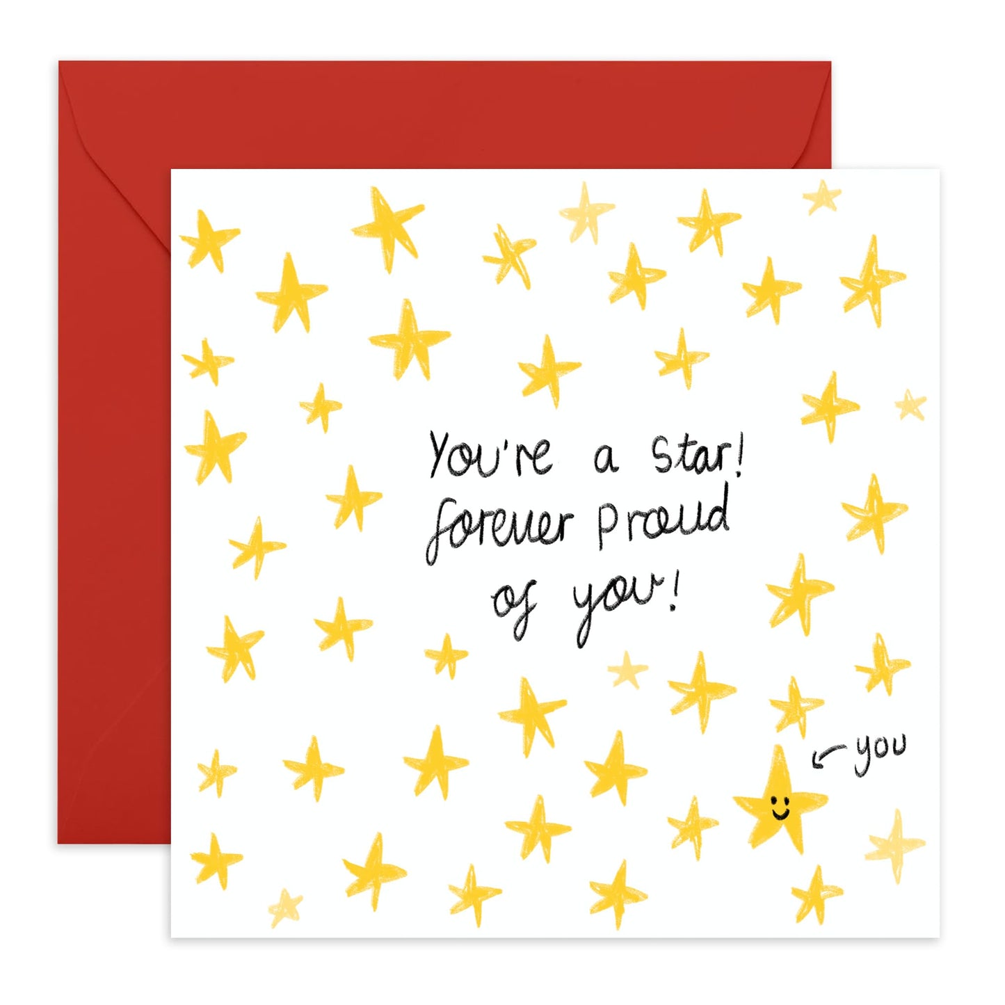 Congratulations Card For Men Women - You're A Star - Graduation Card For Daughter Son - Well Done Card - Good Job - Congrats On The New Job - Comes With Stickers - By Central 23