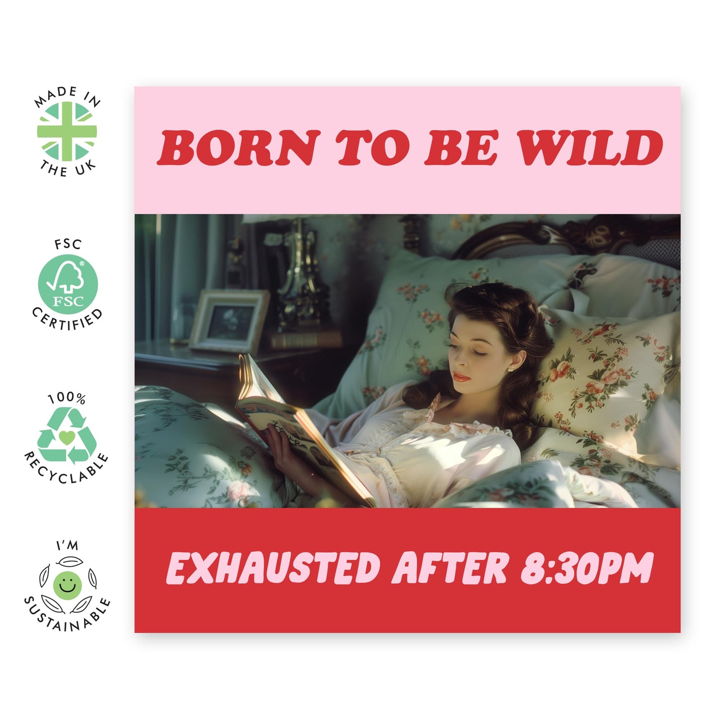 Mothers Day Card - Born To Be Wild, Exhausted After 8pm - Mum Birthday Card - Gifts For Her From Daughter Son - Womens Birthday Card For Mummy Step Mum - Comes With Fun Stickers By Central 23