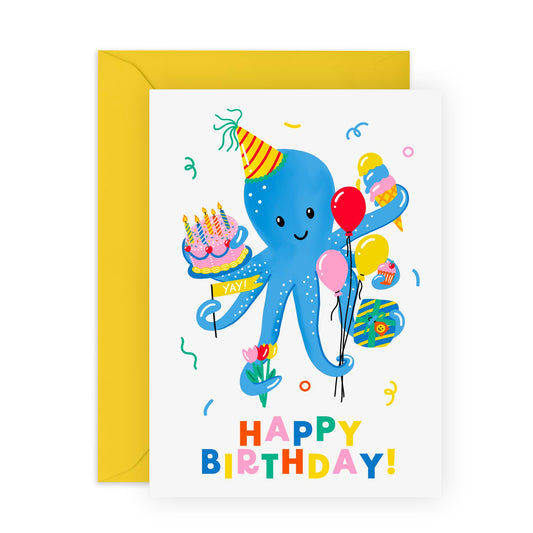 Kids Birthday Cards - Octopus Birthday - Baby Milestone Cards - Birthday Card Boys Girls - Gift For Son Daughter Niece Nephew - Gift From Mum Dad - Comes With Stickers By Central 23