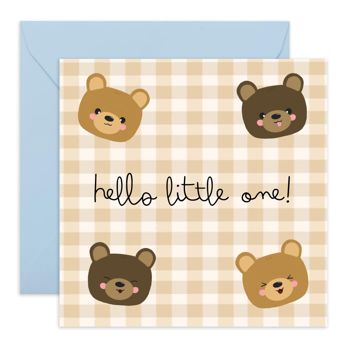 Cute Celebration Card Welcoming The Baby - 'Teddy Bear New Baby' - Gifts for Newborn Boys, First Time Parents, Family - Little One - Comes with Fun Stickers