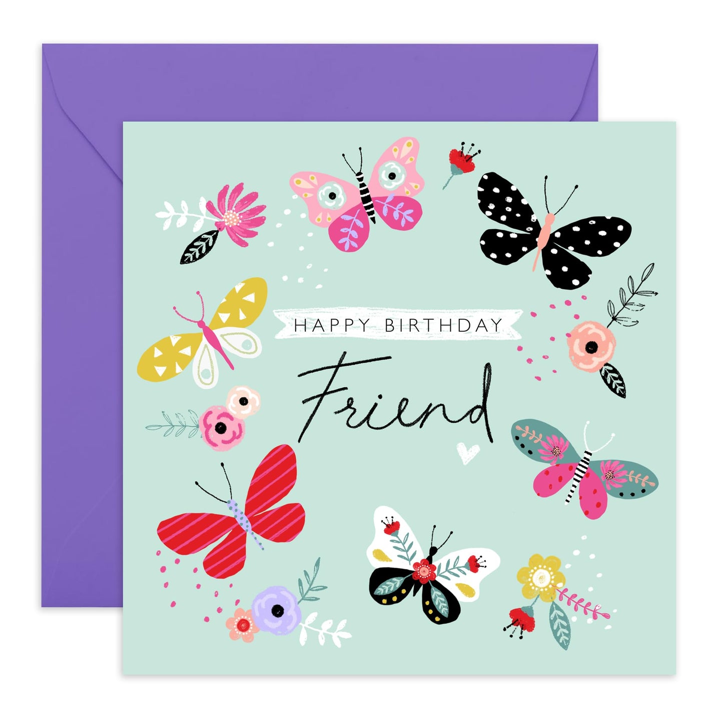 Butterfly Birthday Card For Friends - Gifts For Friends Women - Friend Birthday Card For Her Woman - Butterflies And Flowers Gift For Female Friends - Comes With Cute Stickers - By Central 23