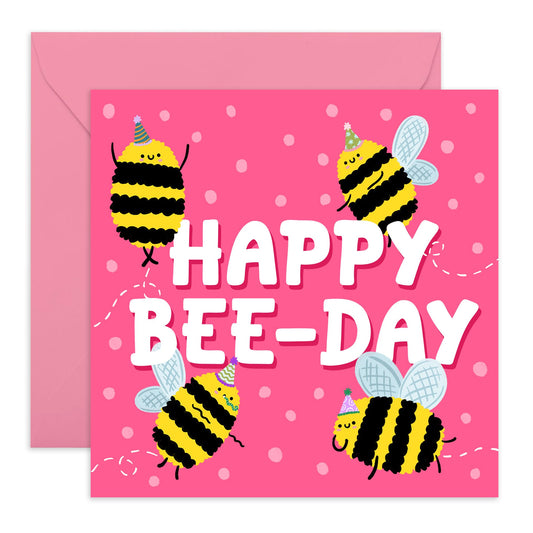 Pink Birthday Cards For Girls - Happy Birthday Card For Kids - Cute Bees Bday Greeting Cards For Son Daughter Niece Nephew Cousins - Gifts For Him Her - Comes With Fun Stickers By Central 23