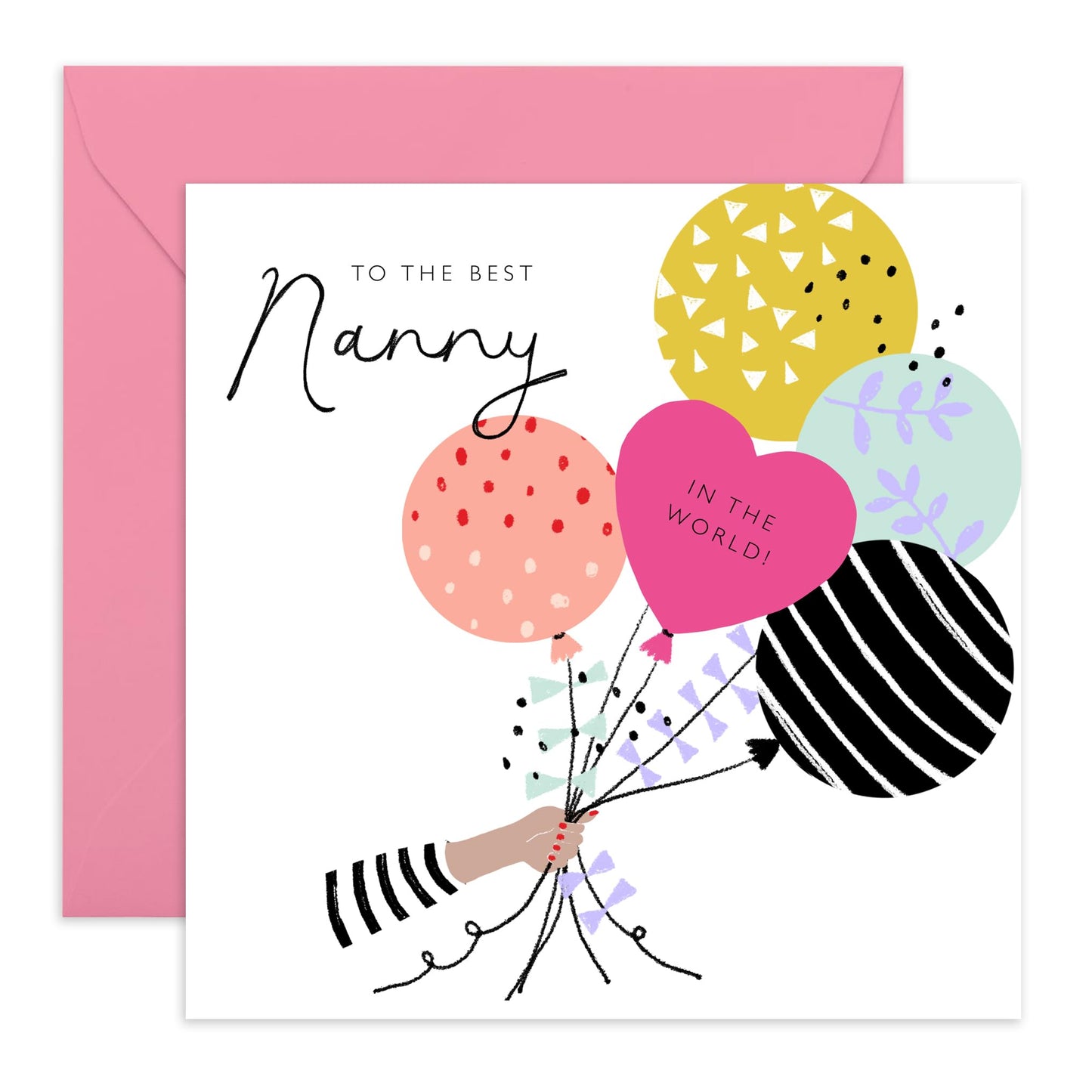 Nanny Birthday Cards For Women - Birthday Balloon Bouquet - Mother's Day Card Valentine's Day Thank You Appreciation Card For Her - Heartfelt Gifts for Her - Comes With Stickers - By Central 23