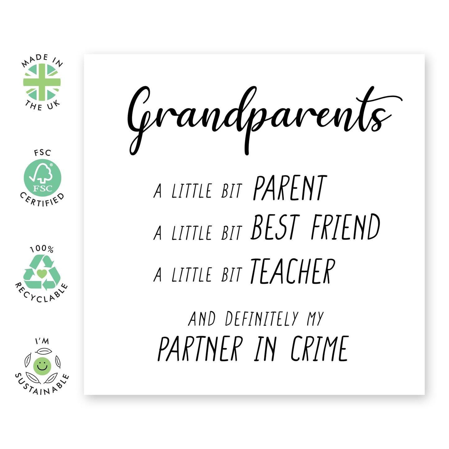 Greeting Card - 'GRANDPARENTS PARTNER IN CRIME' - Perfect for Celebrating Your Mischievous & Loving Grandparents - Ideal for Adding Humor & Love to Their Special Day- Comes With Stickers By Central 23