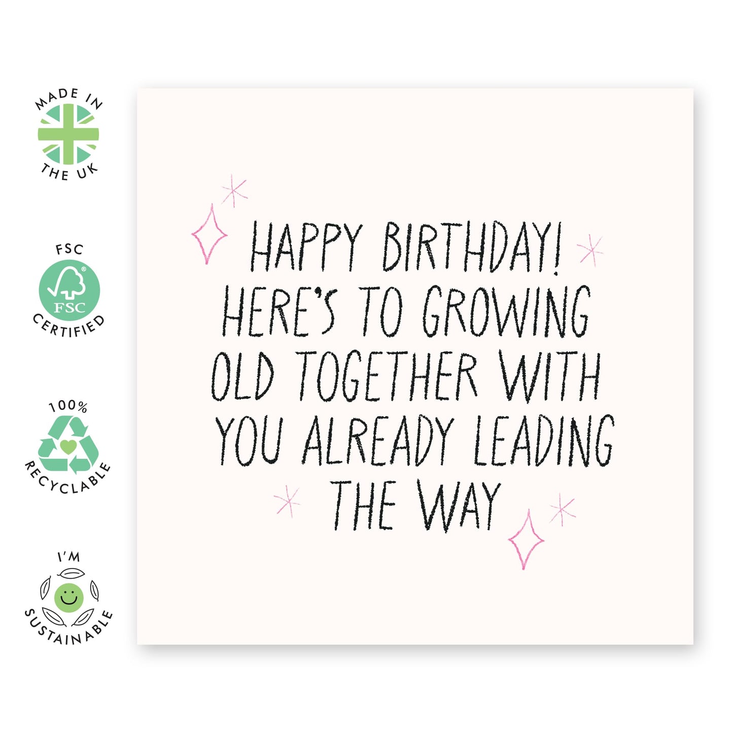 Funny Birthday Cards For Men Women - Here's To Growing Old Together - Friends Birthday Card - Greeting Cards For Boyfriend Girlfriend Husband Wife - Comes With Stickers - By Central 23