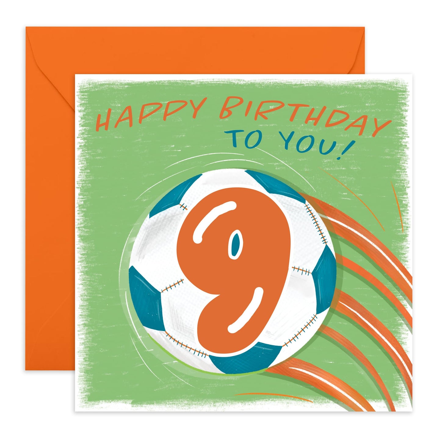 Happy 9th Birthday Card Boy Girl - Football Birthday Cards For Kids Toddler Grandson - Ninth Bday Card For Him Nine Year Old - Comes With Cute Stickers By Central 23